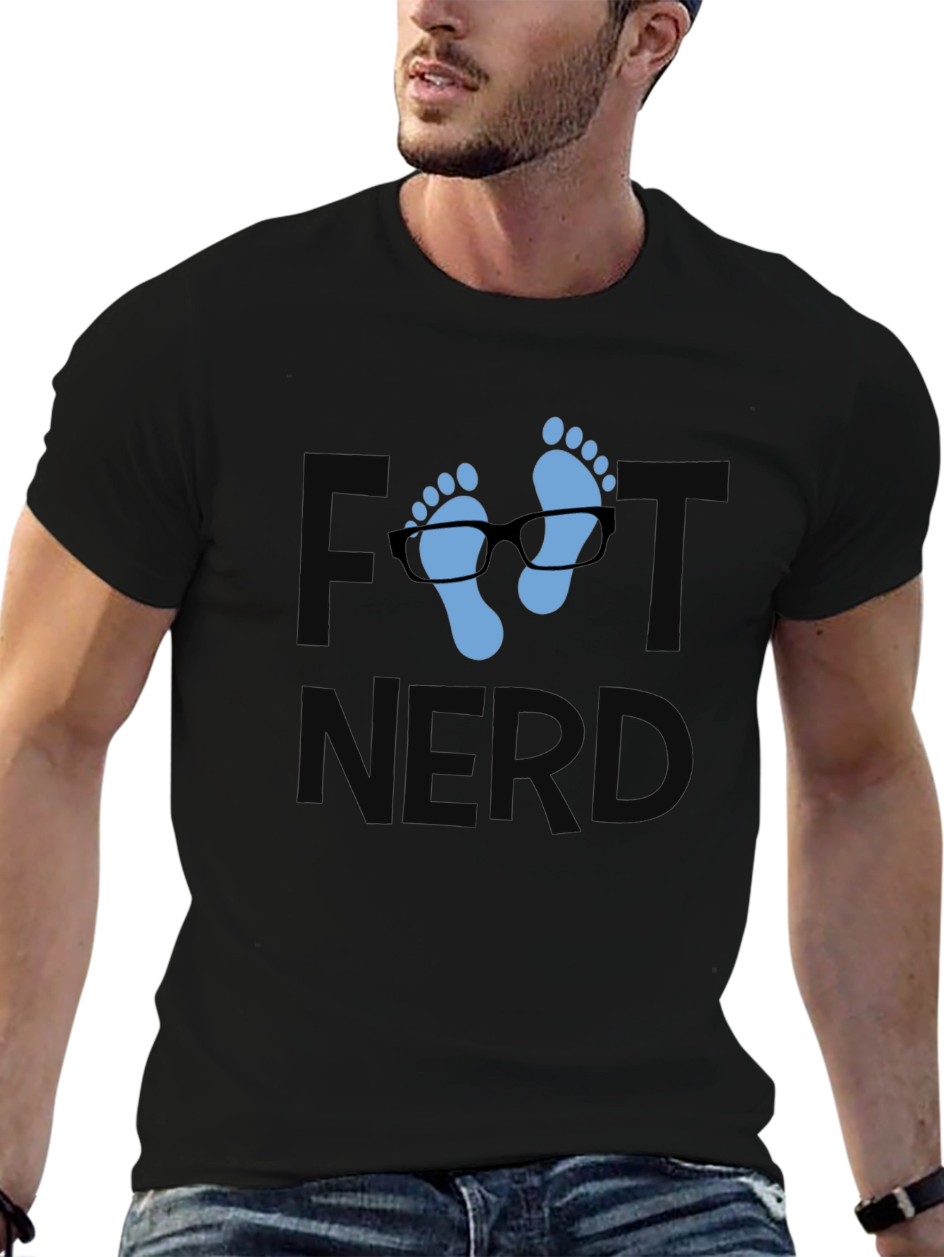 Foot Nerd Graphic Tee - Black Cotton T-Shirt