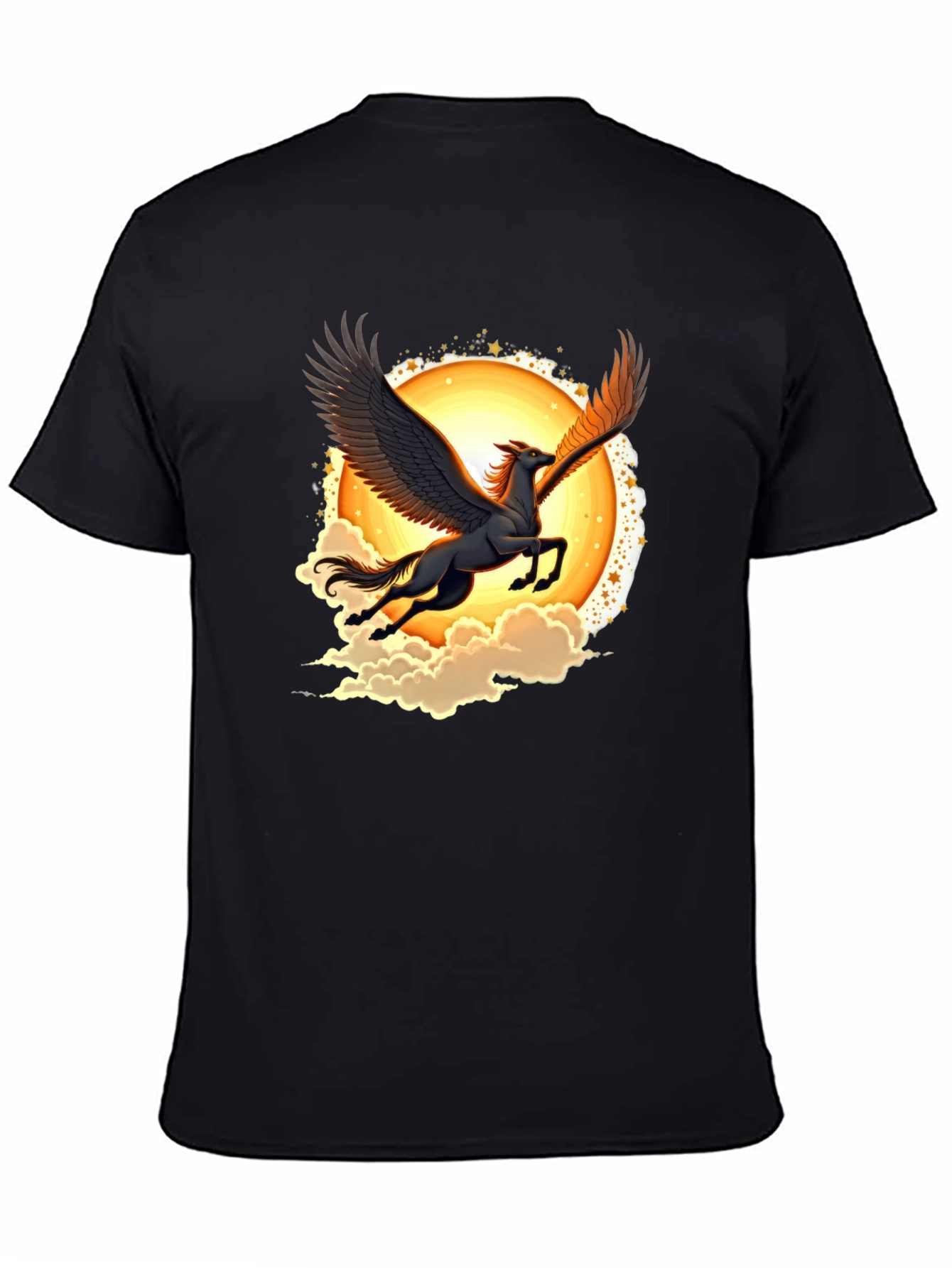 Pegasus Graphic Tee - Black Crew Neck T-Shirt