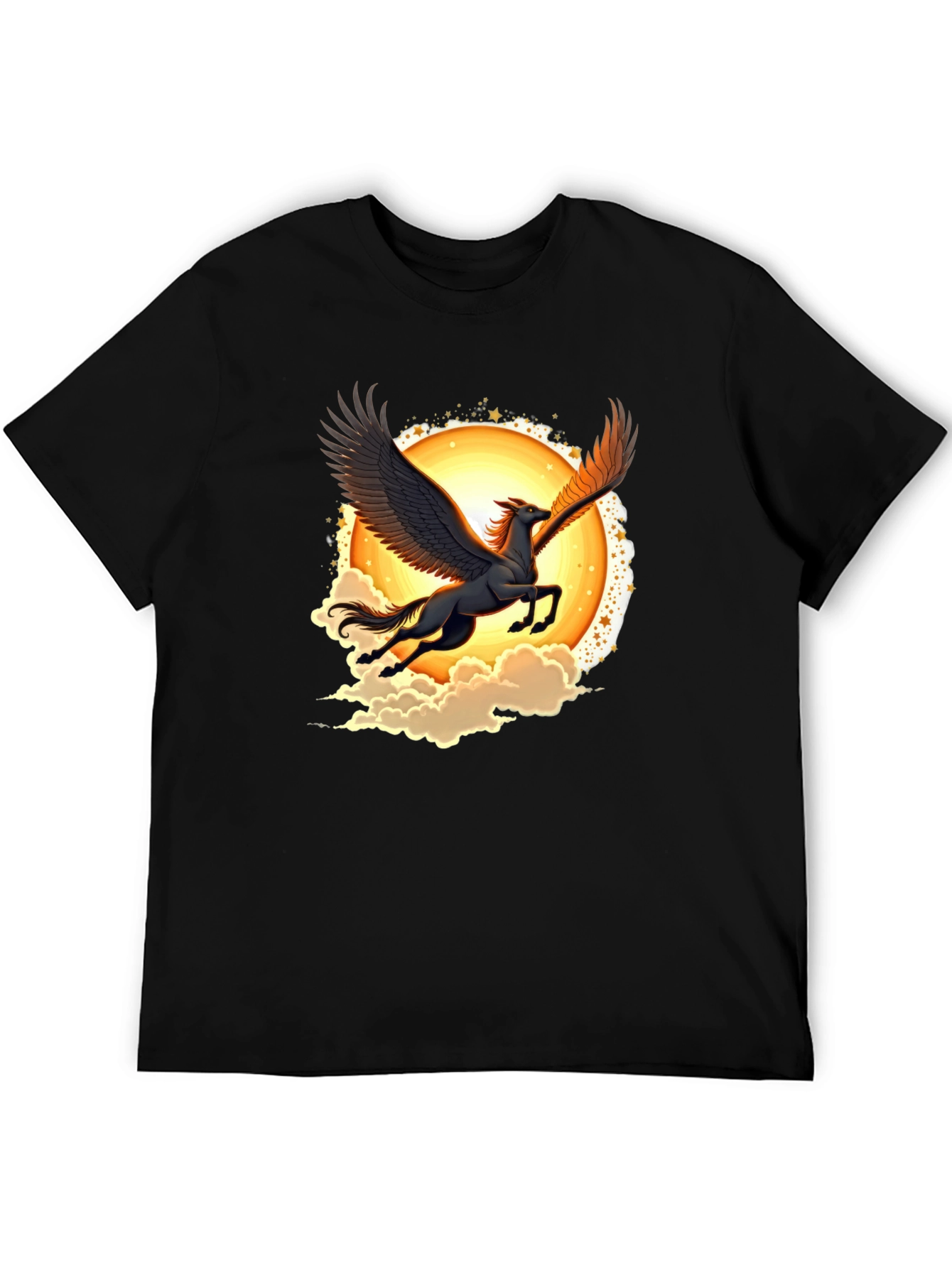 Pegasus Graphic Tee - Black Crew Neck T-Shirt