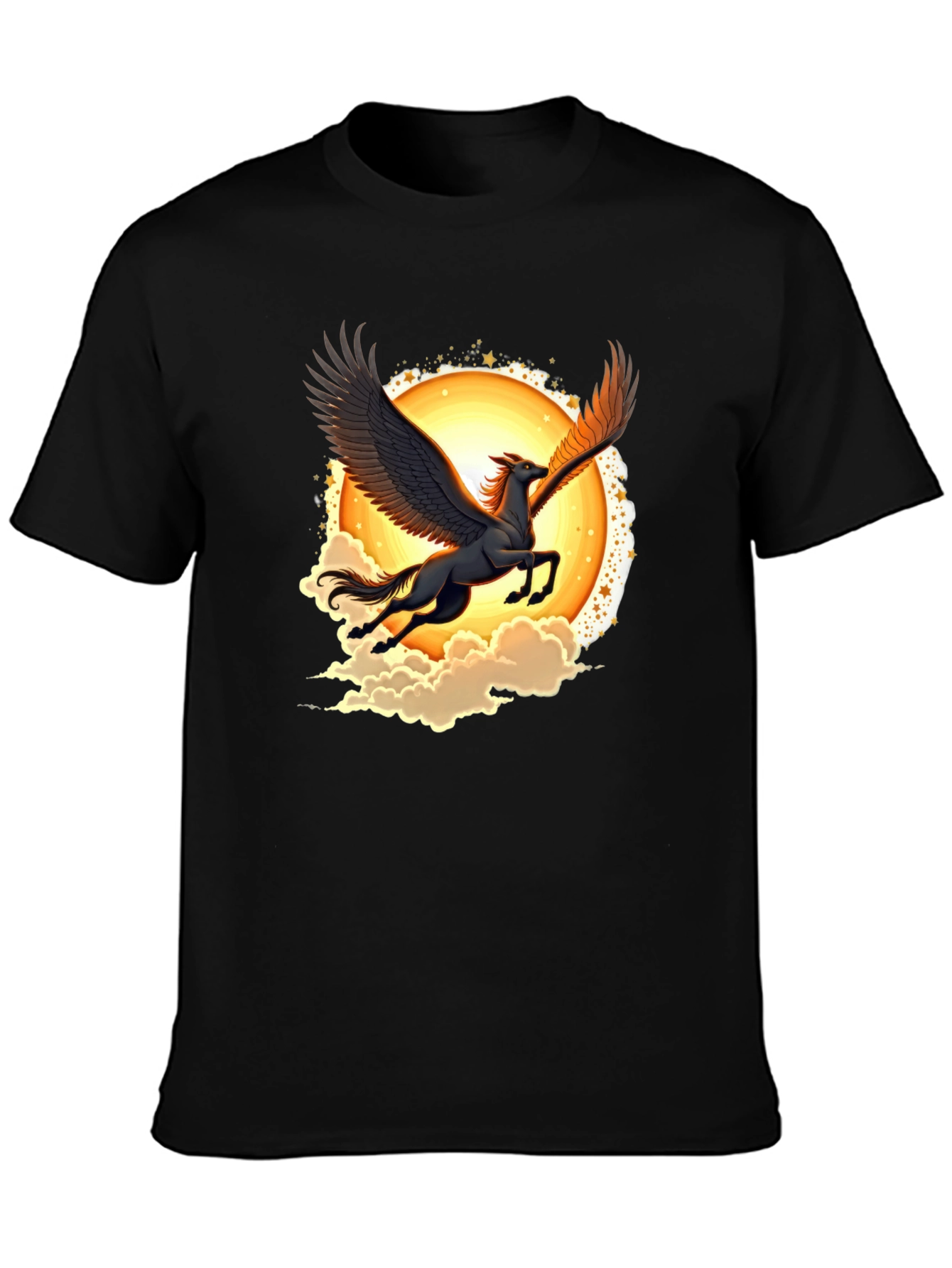 Pegasus Graphic Tee - Black Crew Neck T-Shirt