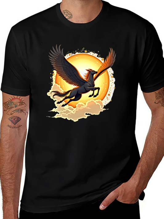 Pegasus Graphic Tee - Black Crew Neck T-Shirt
