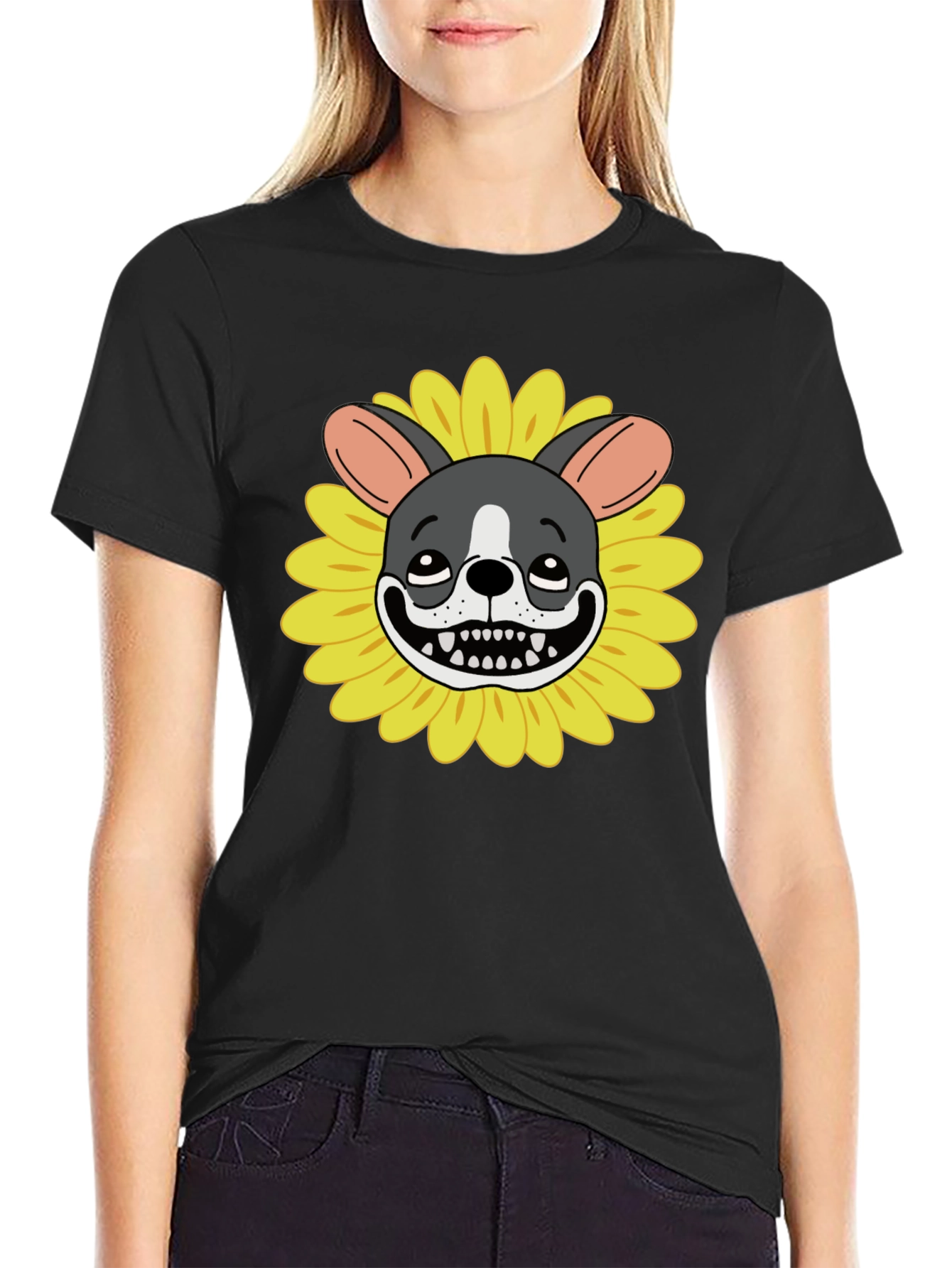 Dog Sunflower Graphic Tee - Quirky Unisex T-Shirt