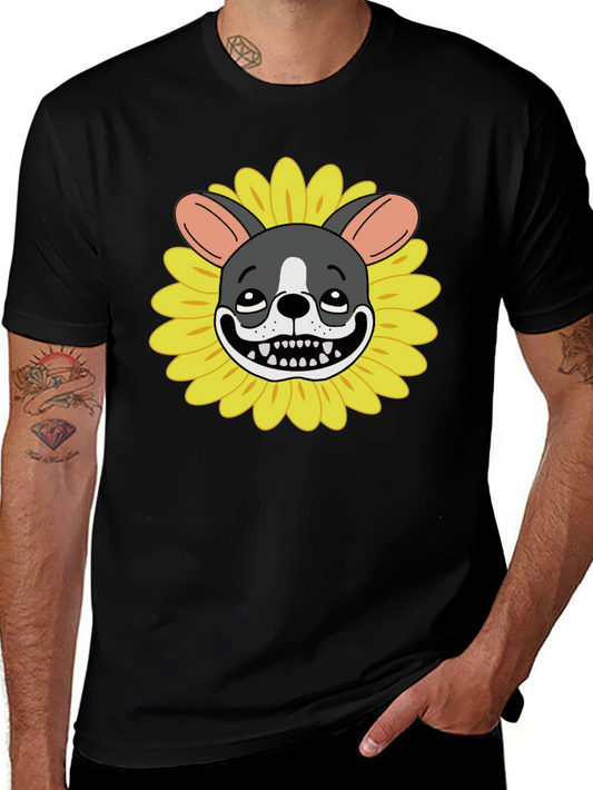 Dog Sunflower Graphic Tee - Quirky Unisex T-Shirt