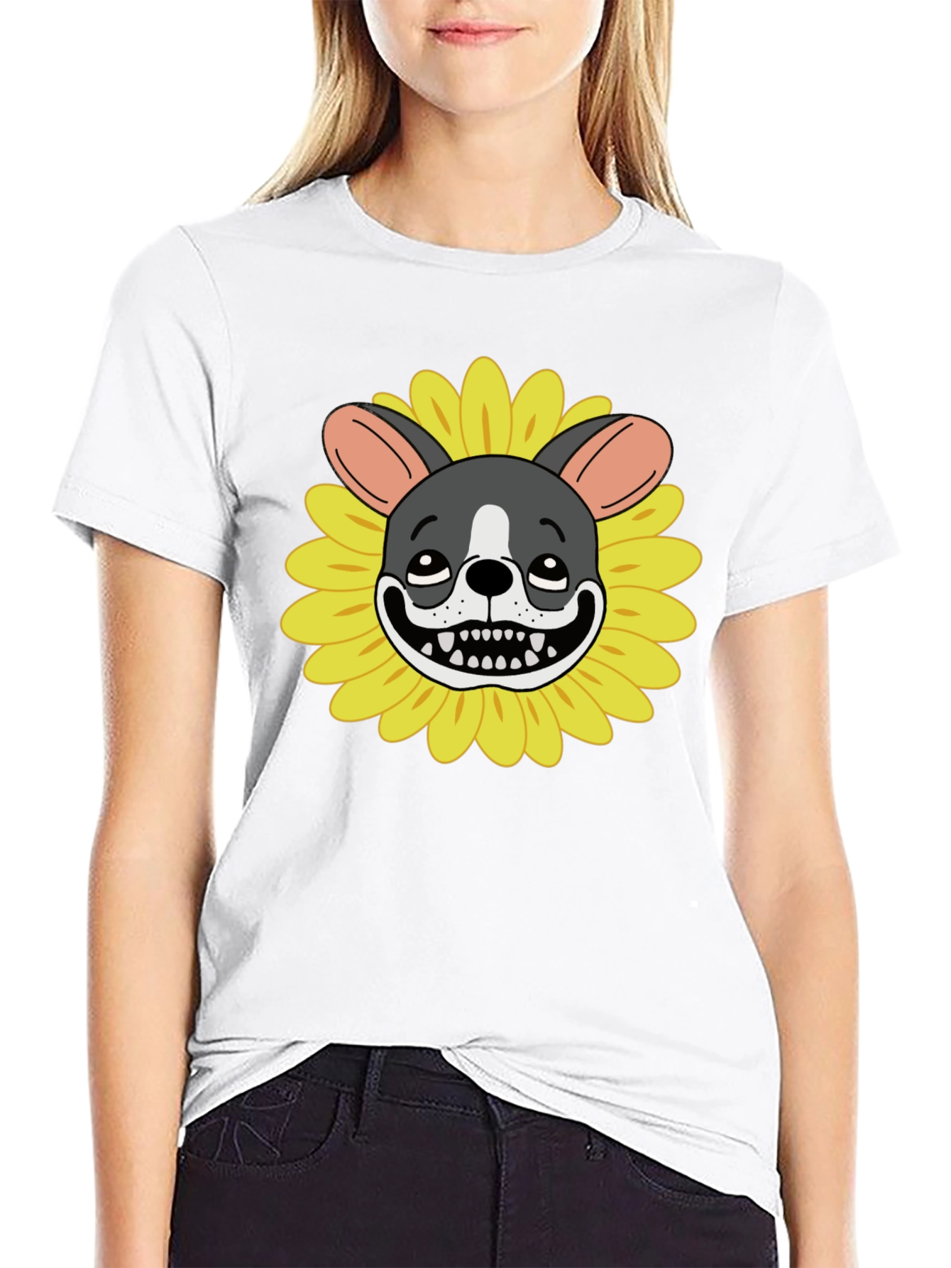 Dog Sunflower Graphic Tee - Quirky Unisex T-Shirt