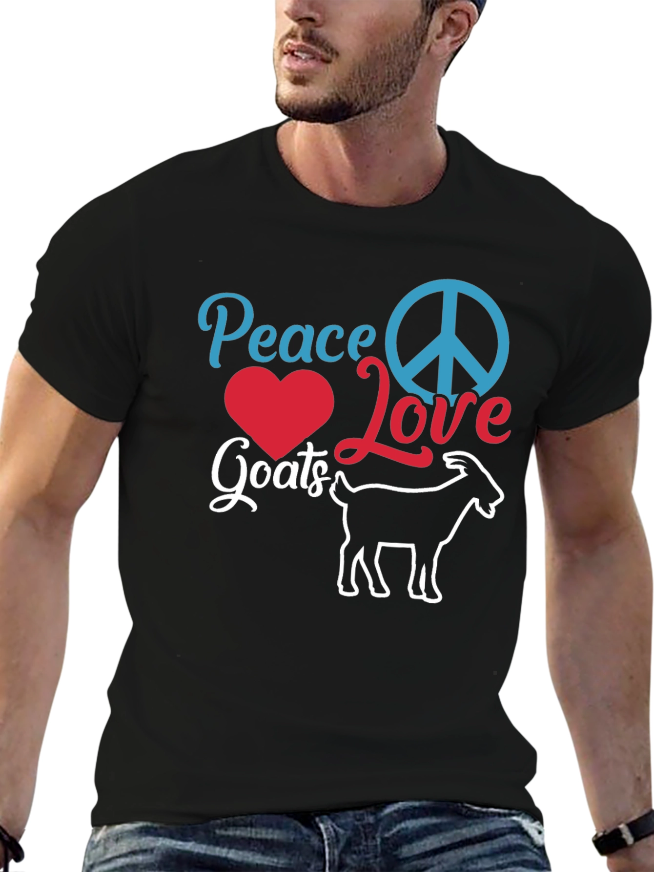 Peace Love Goats Black T-Shirt