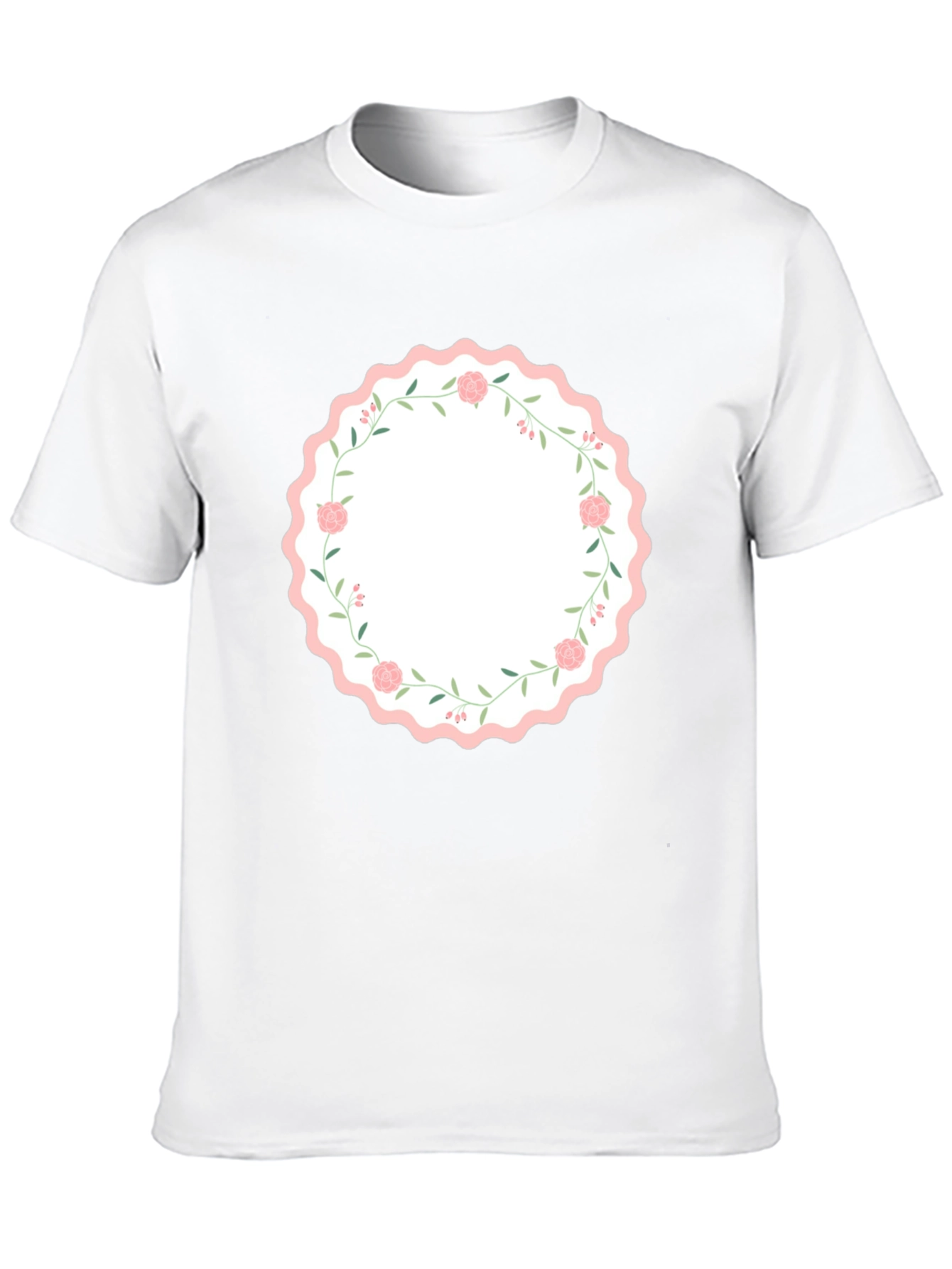 Floral Wreath Graphic Black T-Shirt