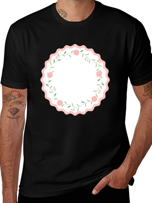 Floral Wreath Graphic Black T-Shirt