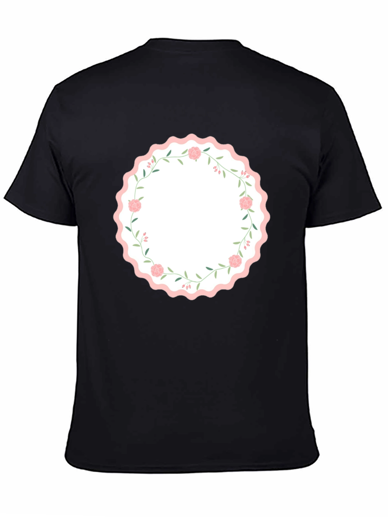Floral Wreath Graphic Black T-Shirt