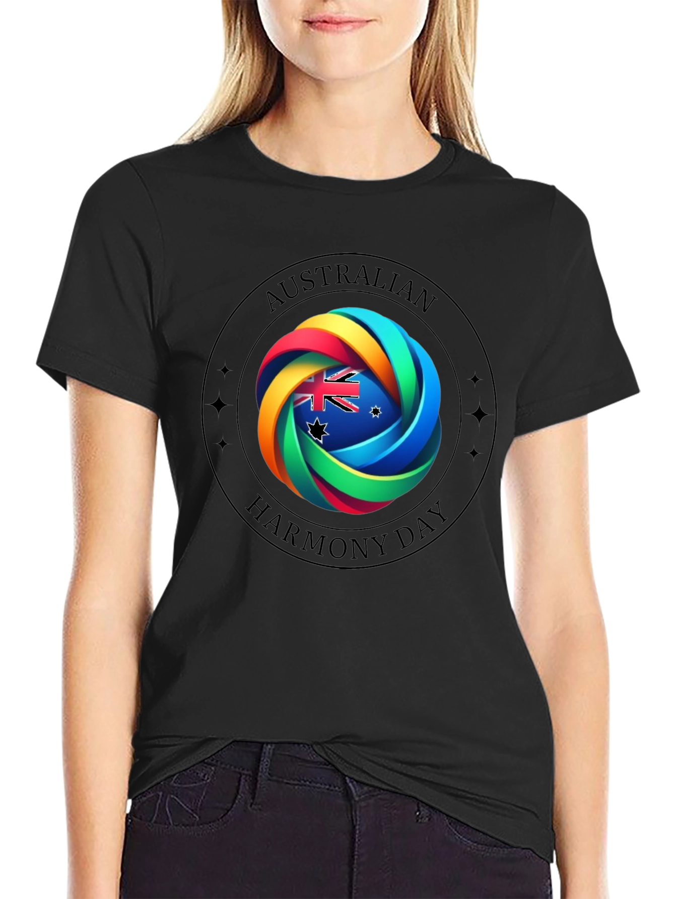 Australian Harmony Day Black T-Shirt