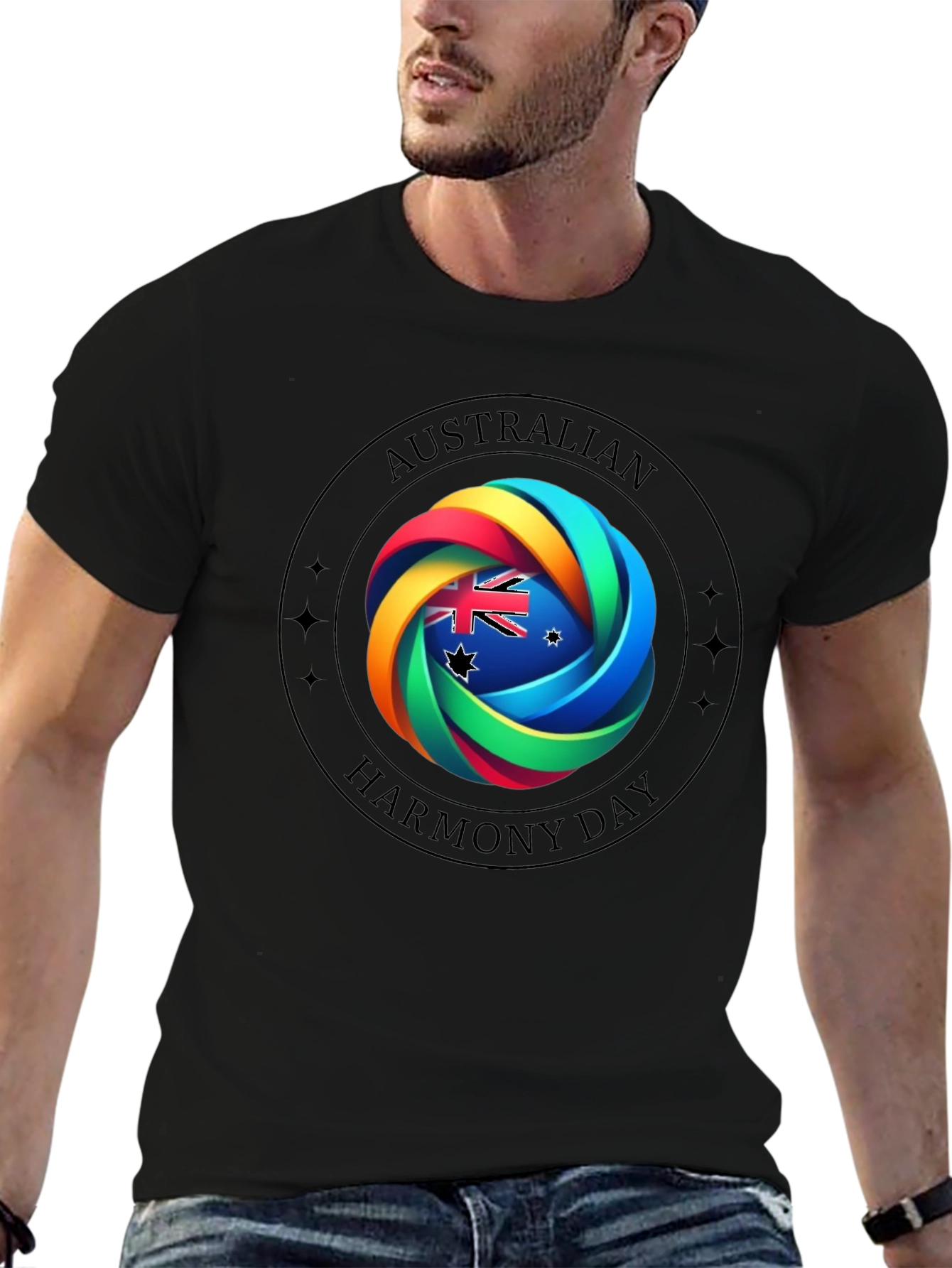 Australian Harmony Day Black T-Shirt