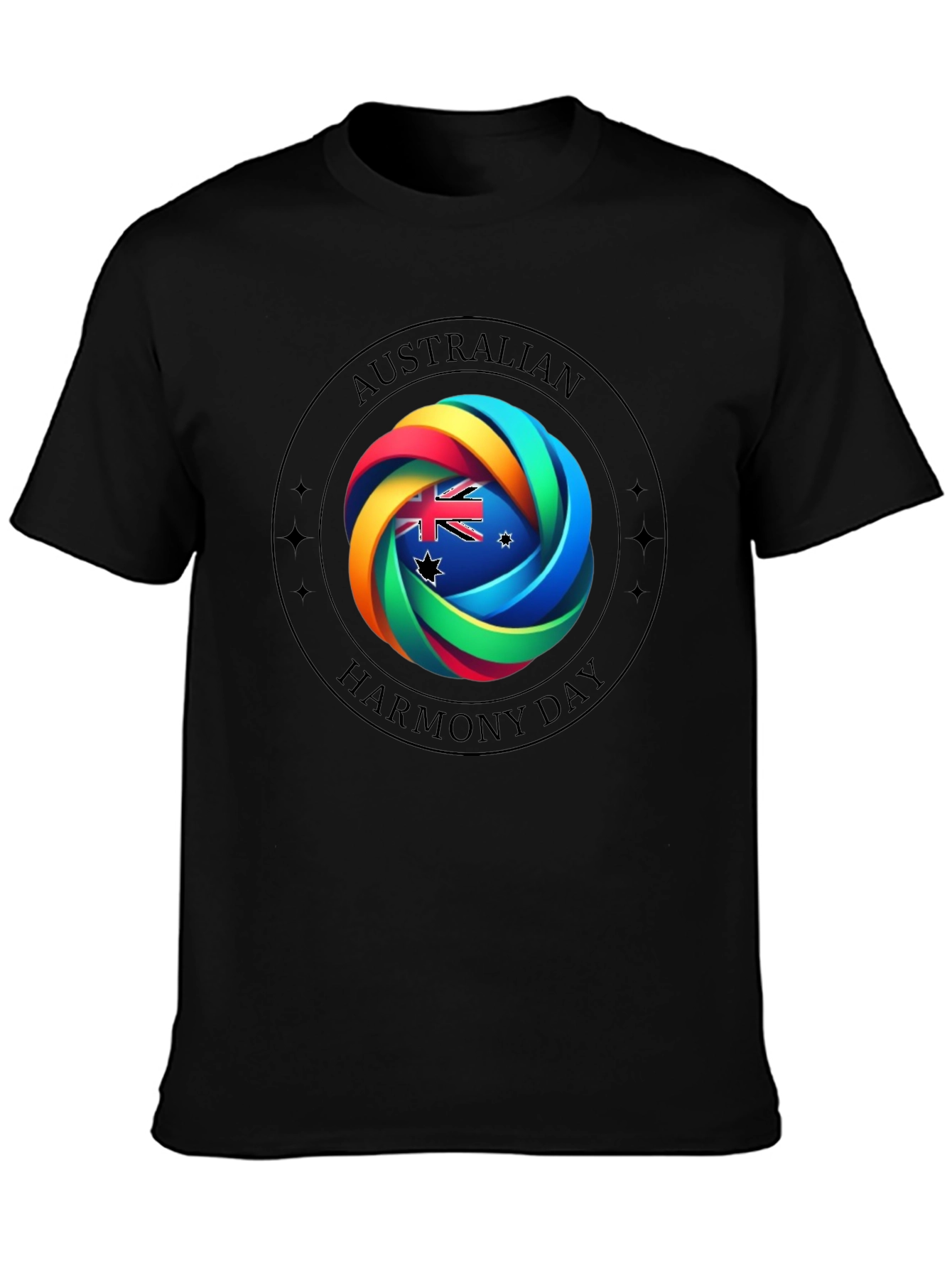 Australian Harmony Day Black T-Shirt