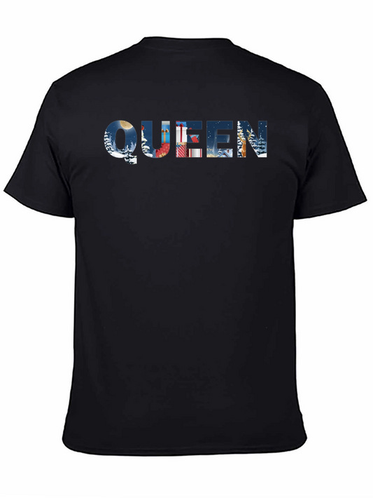 Queen Winter Scene Black T-Shirt