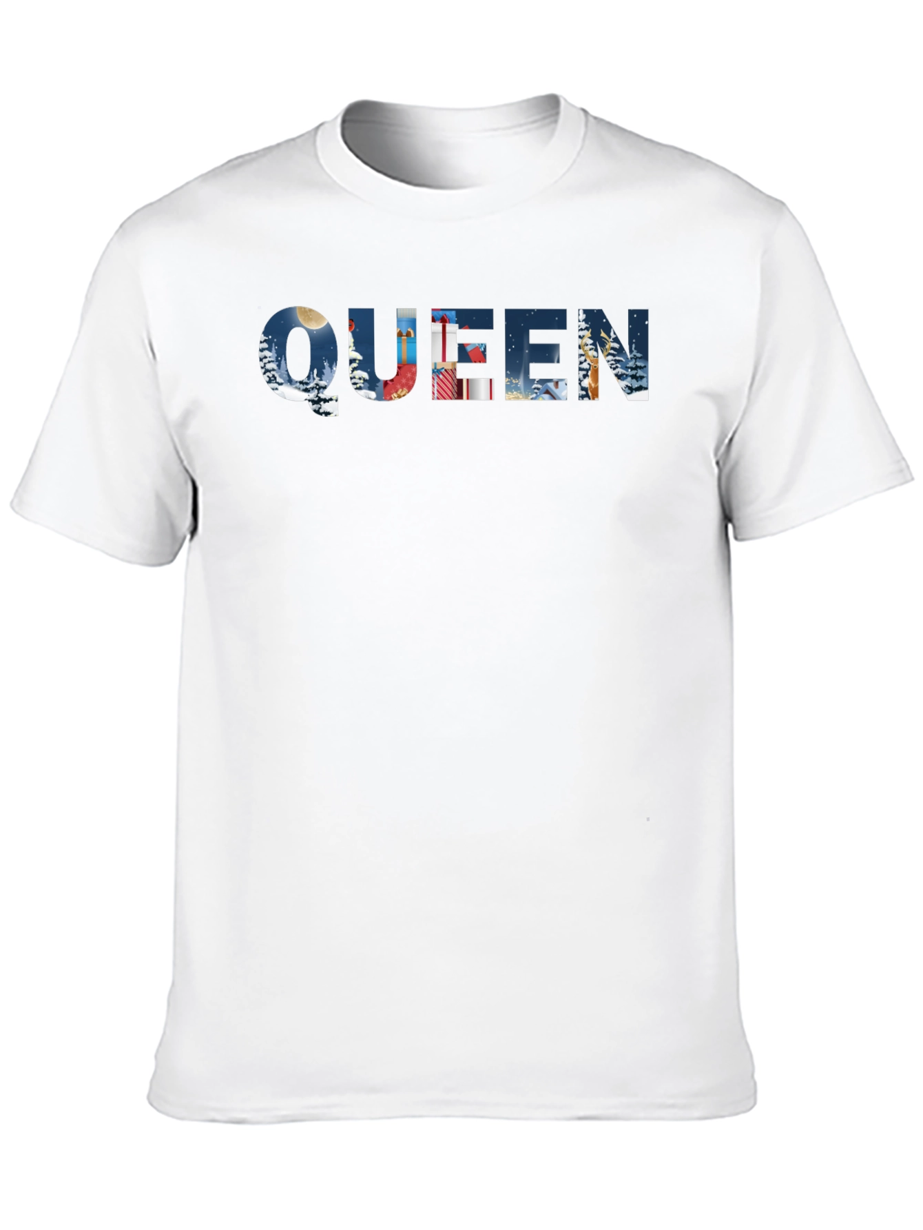 Queen Winter Scene Black T-Shirt