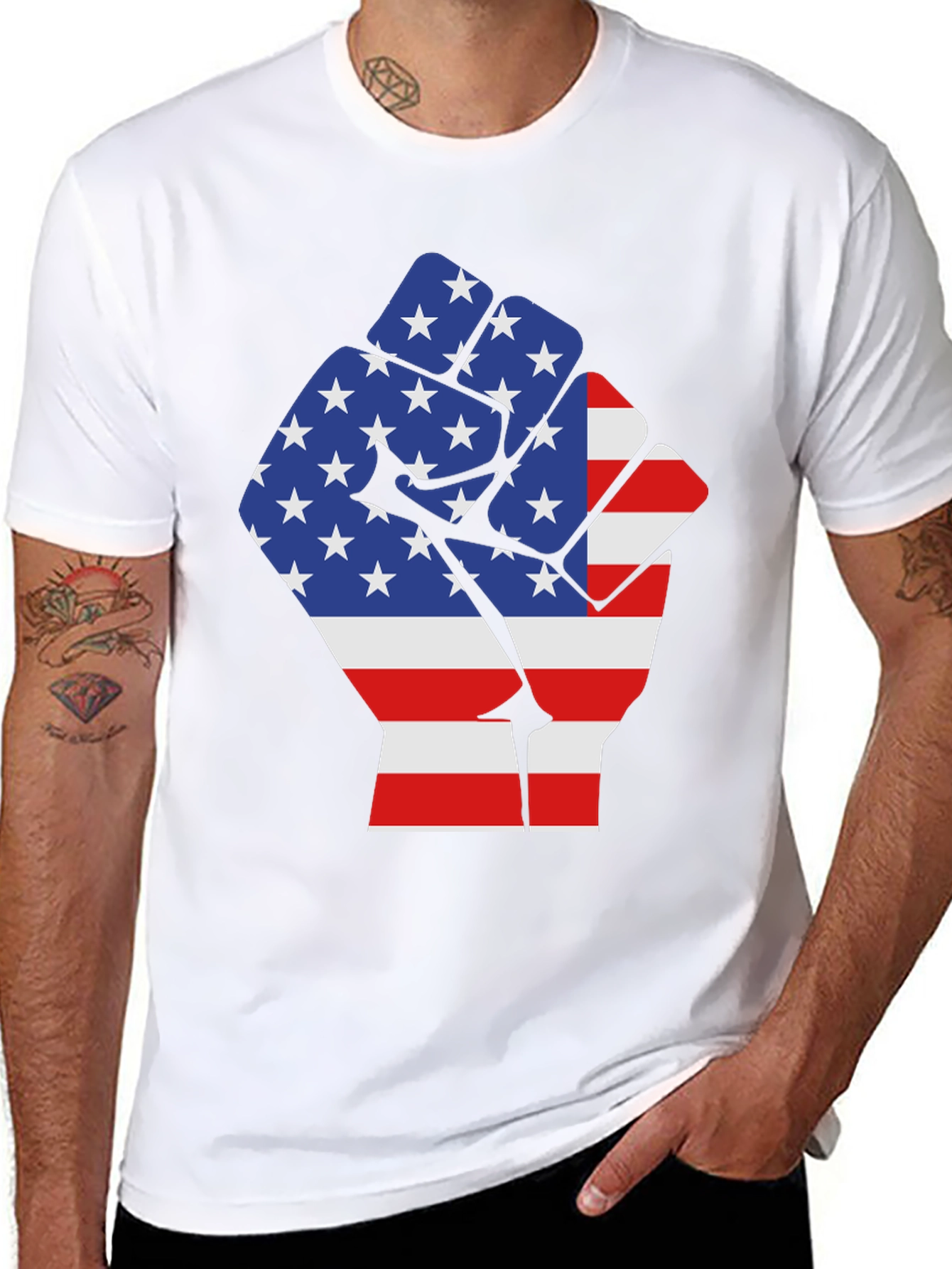 USA Flag Fist Graphic Tee - Patriotic Pride