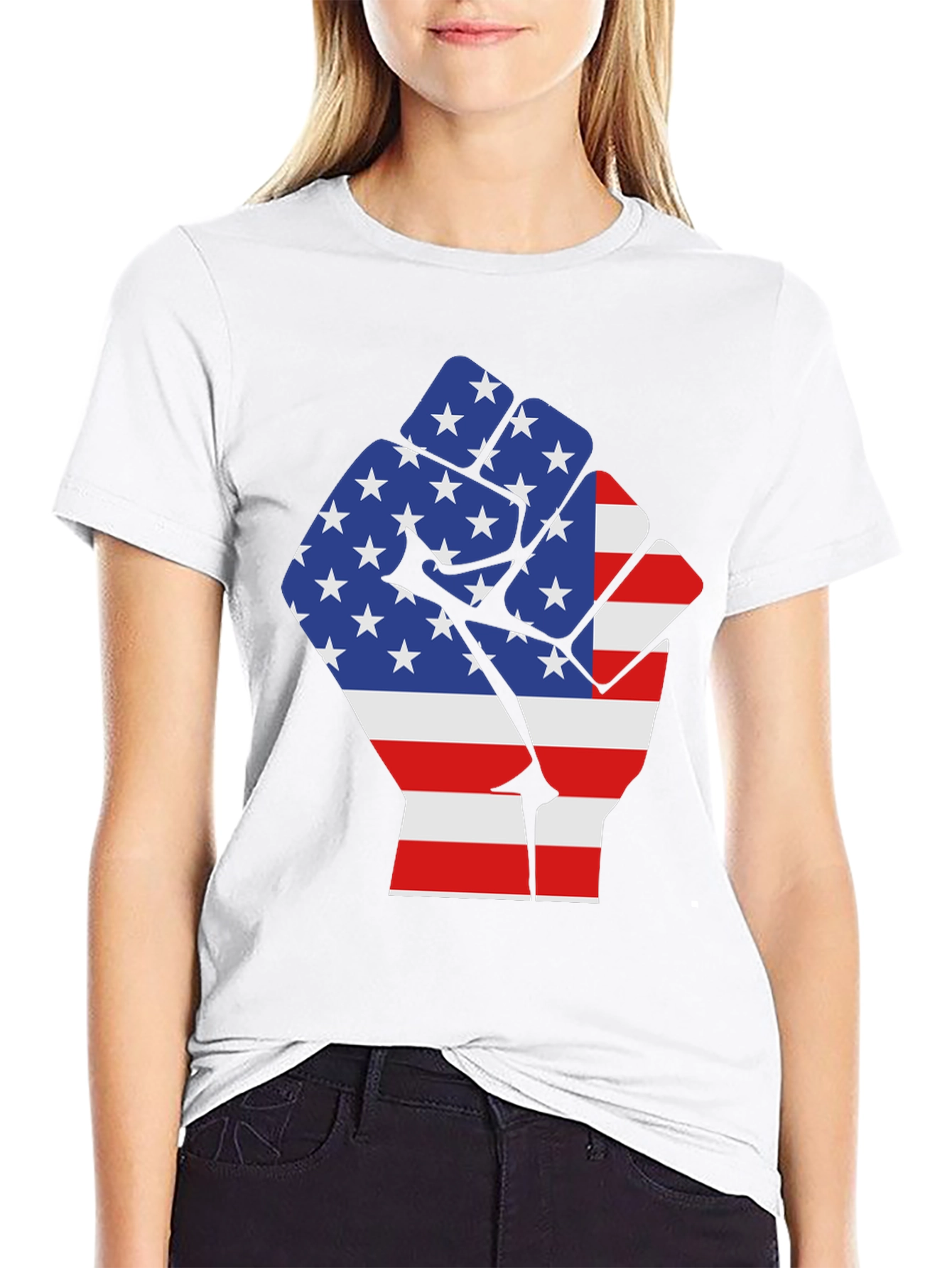 USA Flag Fist Graphic Tee - Patriotic Pride