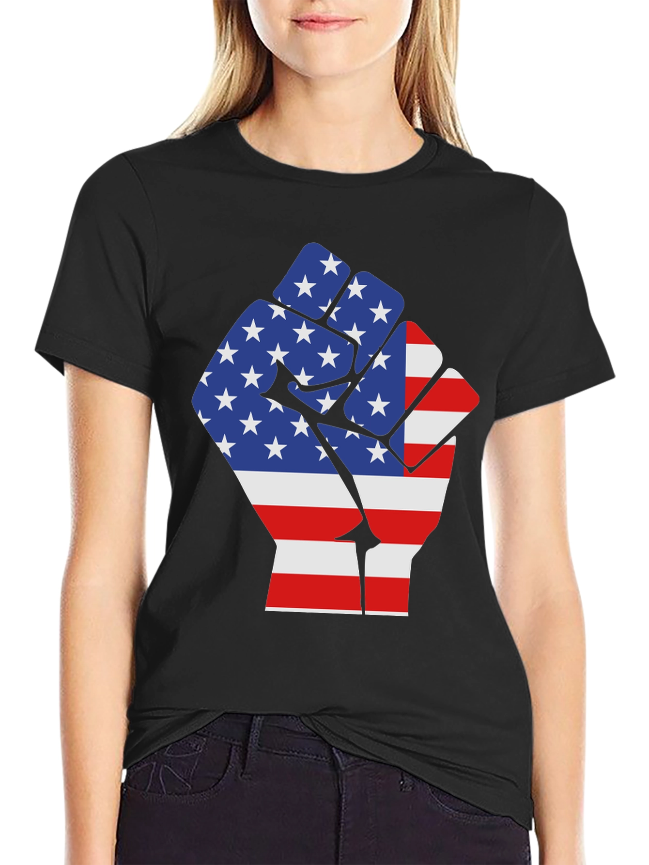 USA Flag Fist Graphic Tee - Patriotic Pride