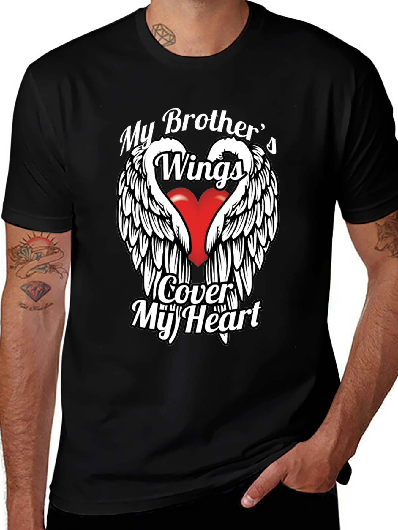 Brothers Wings Heart Graphic T-Shirt