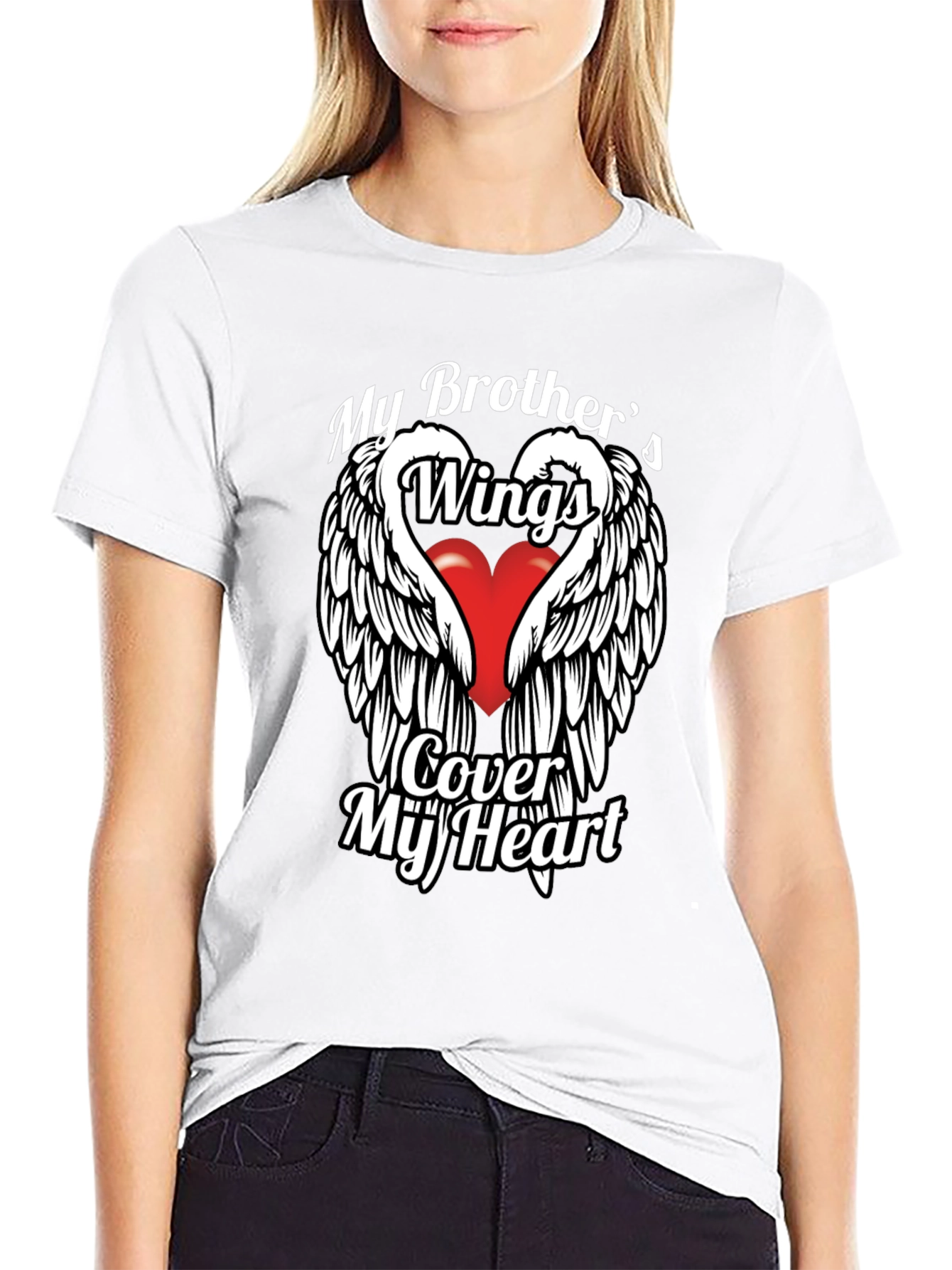 Brothers Wings Heart Graphic T-Shirt