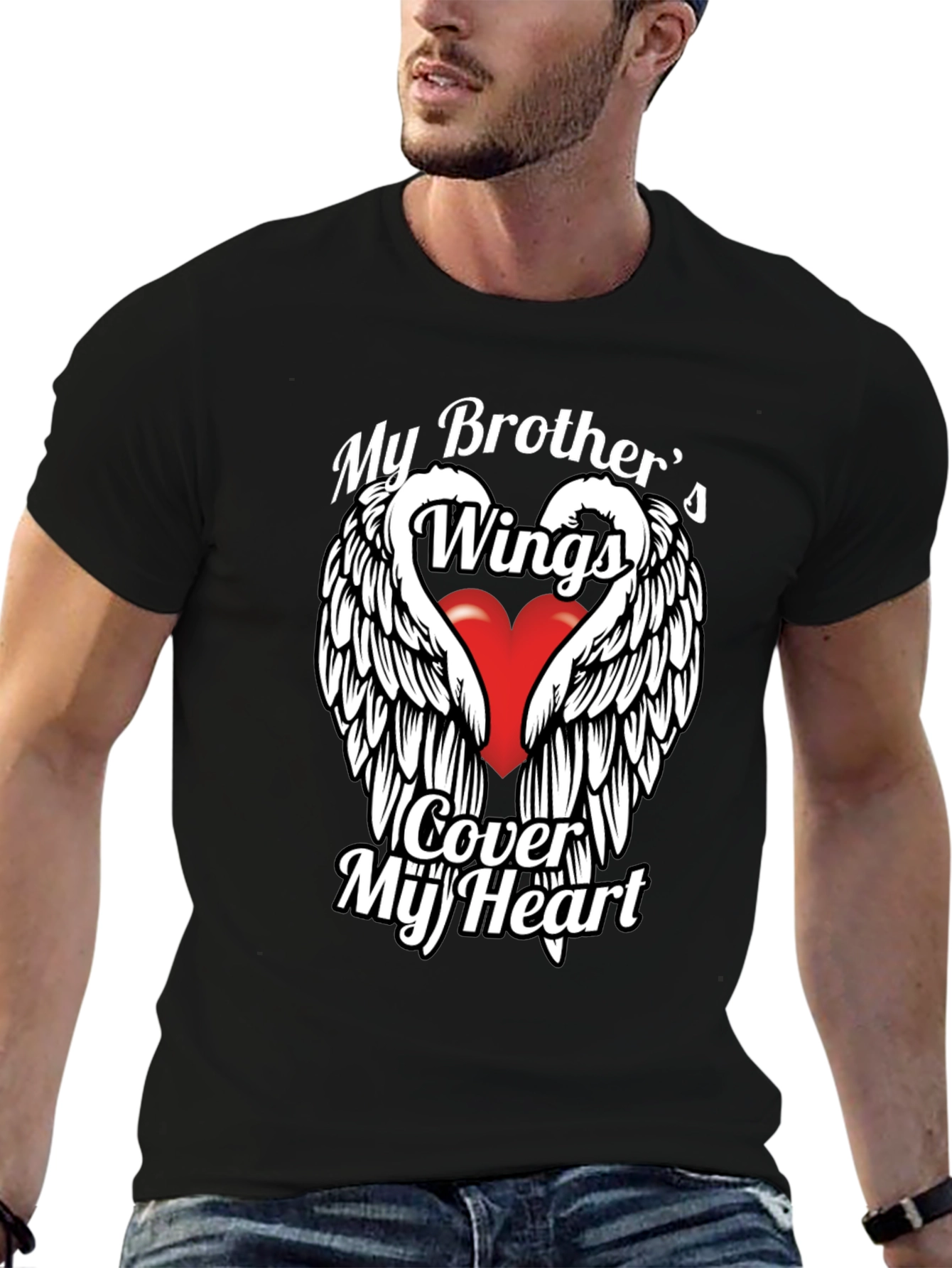 Brothers Wings Heart Graphic T-Shirt