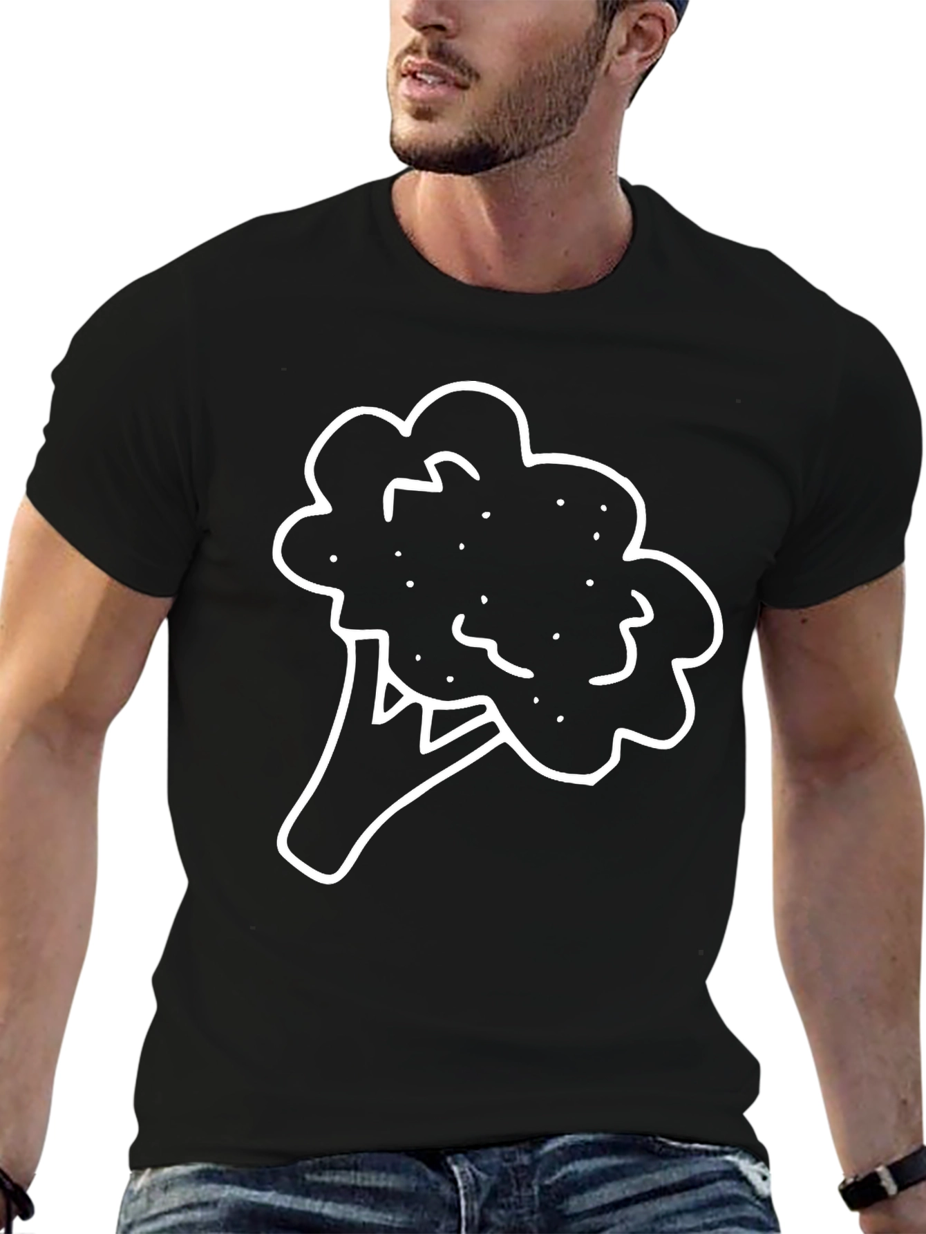 Broccoli Graphic Tee - Black Cotton Comfort