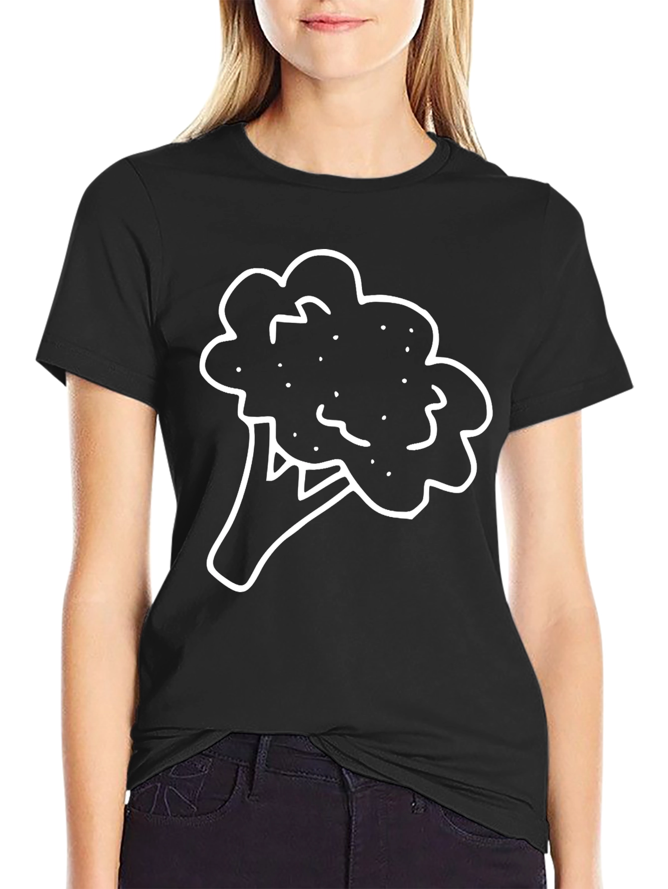 Broccoli Graphic Tee - Black Cotton Comfort