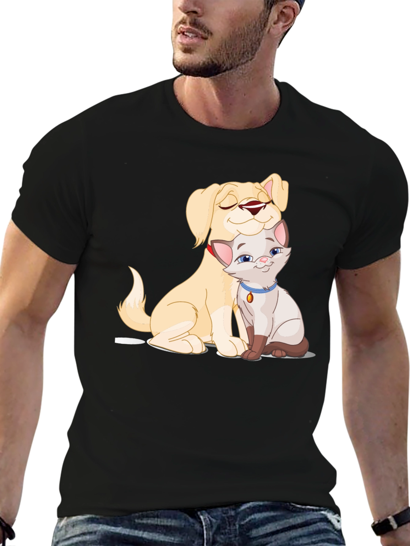Dog & Cat Cartoon Graphic Tee