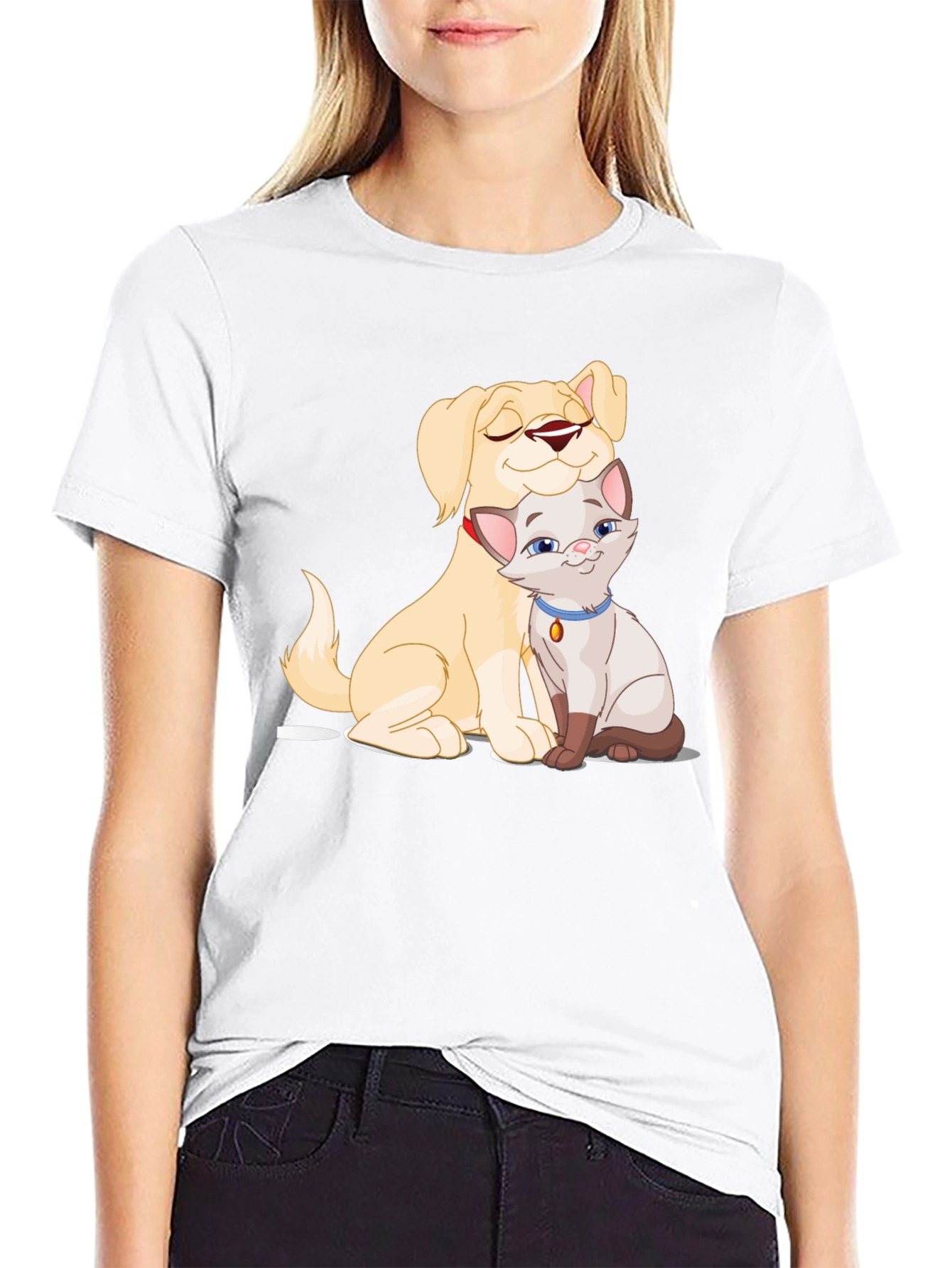 Dog & Cat Cartoon Graphic Tee