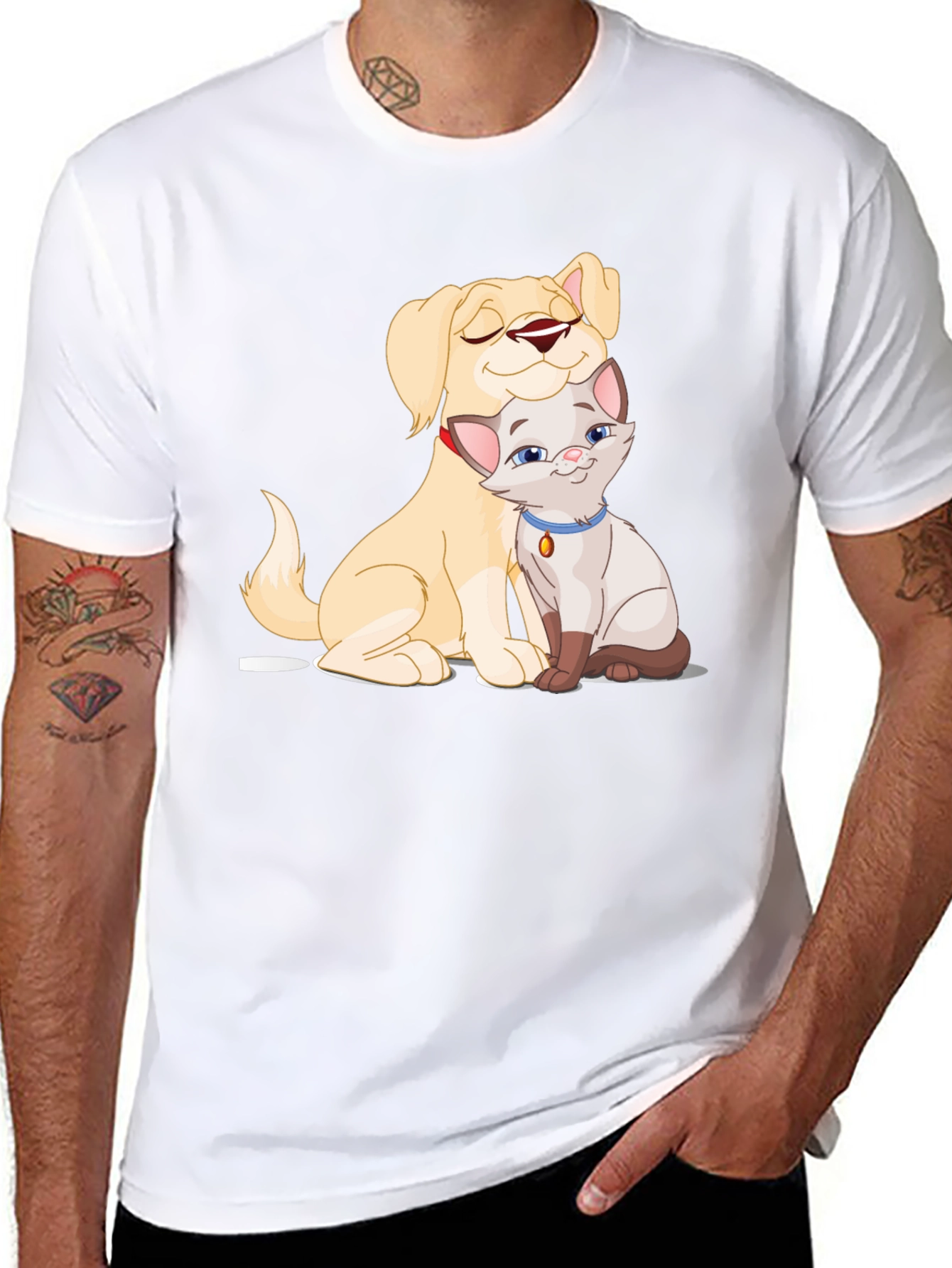 Dog & Cat Cartoon Graphic Tee