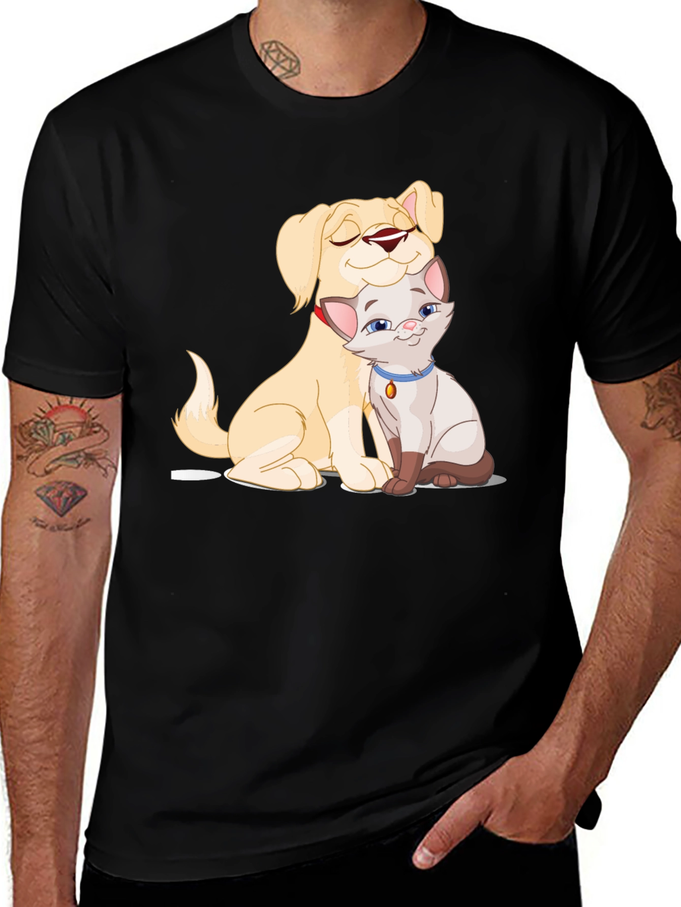 Dog & Cat Cartoon Graphic Tee