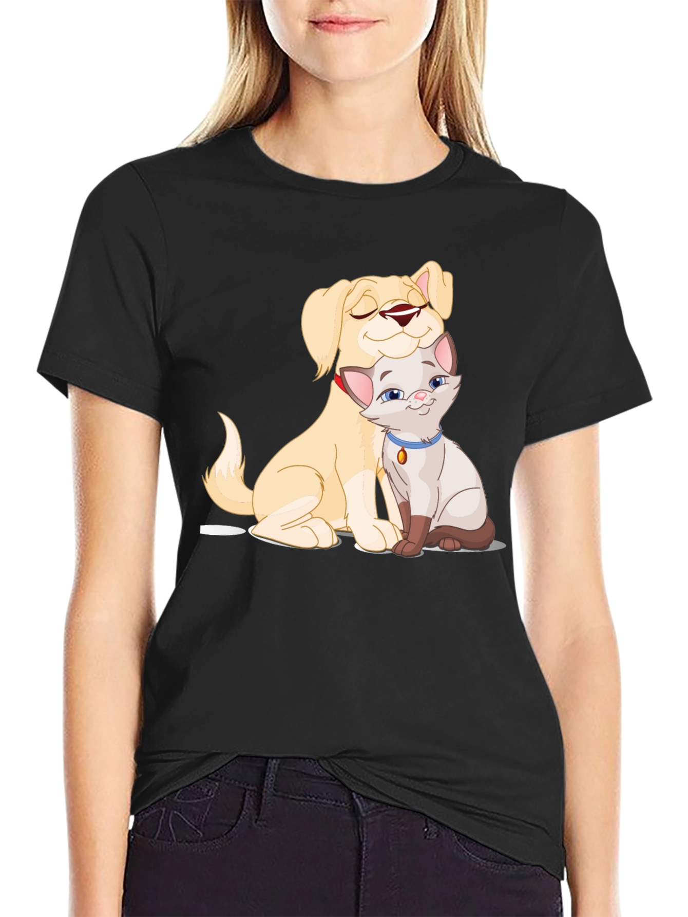 Dog & Cat Cartoon Graphic Tee