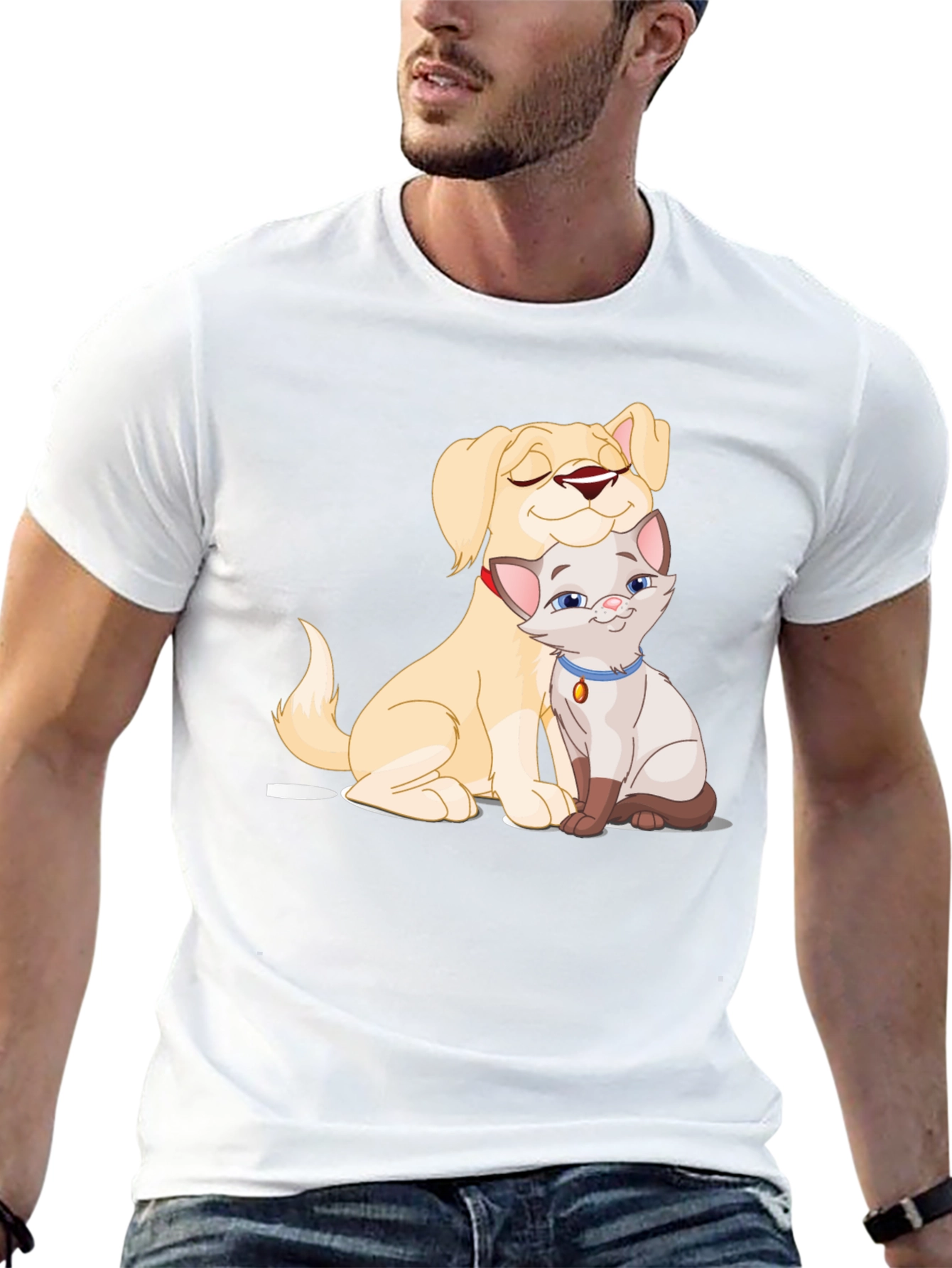 Dog & Cat Cartoon Graphic Tee