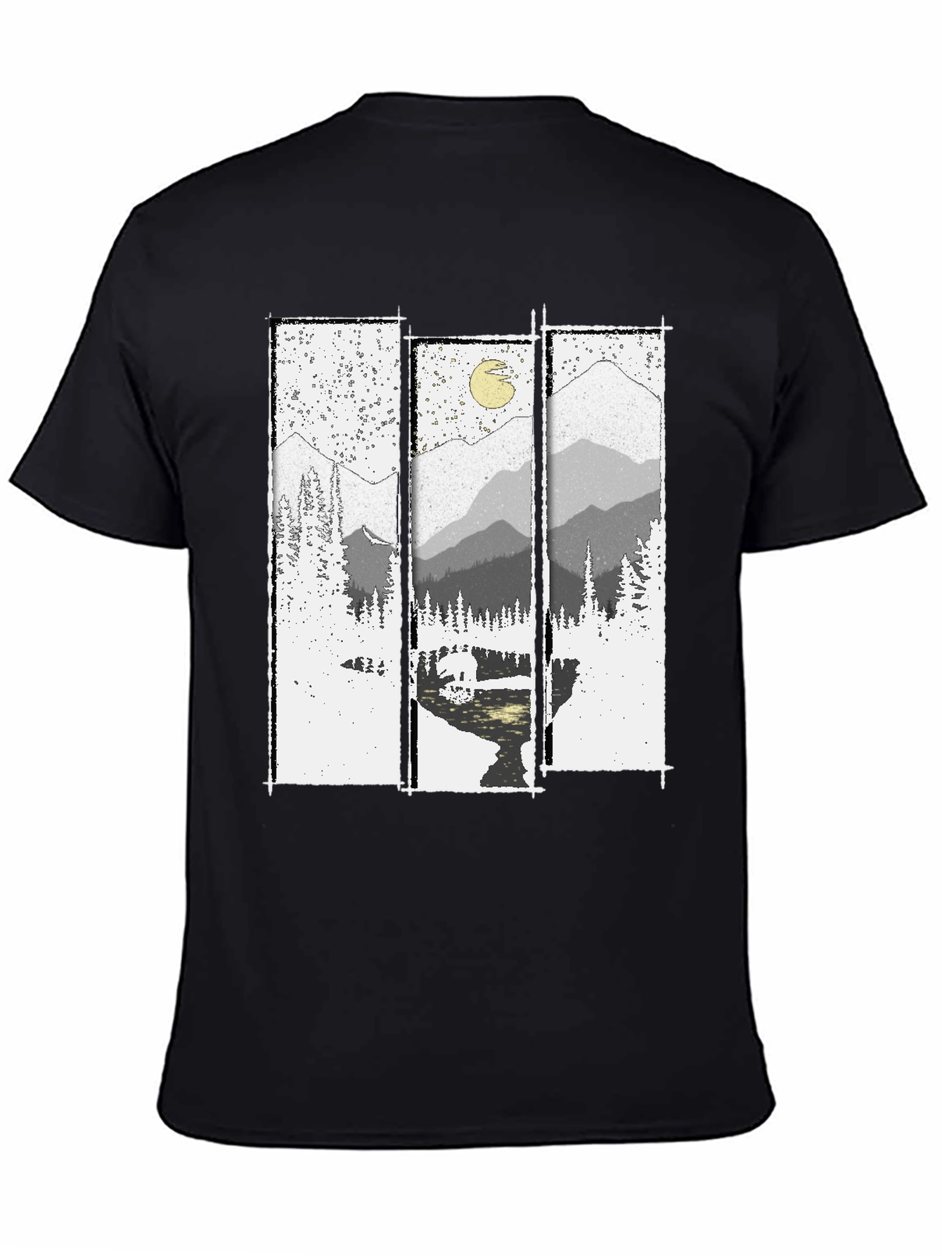 Mountain Vista Graphic Tee - Black Cotton T-Shirt