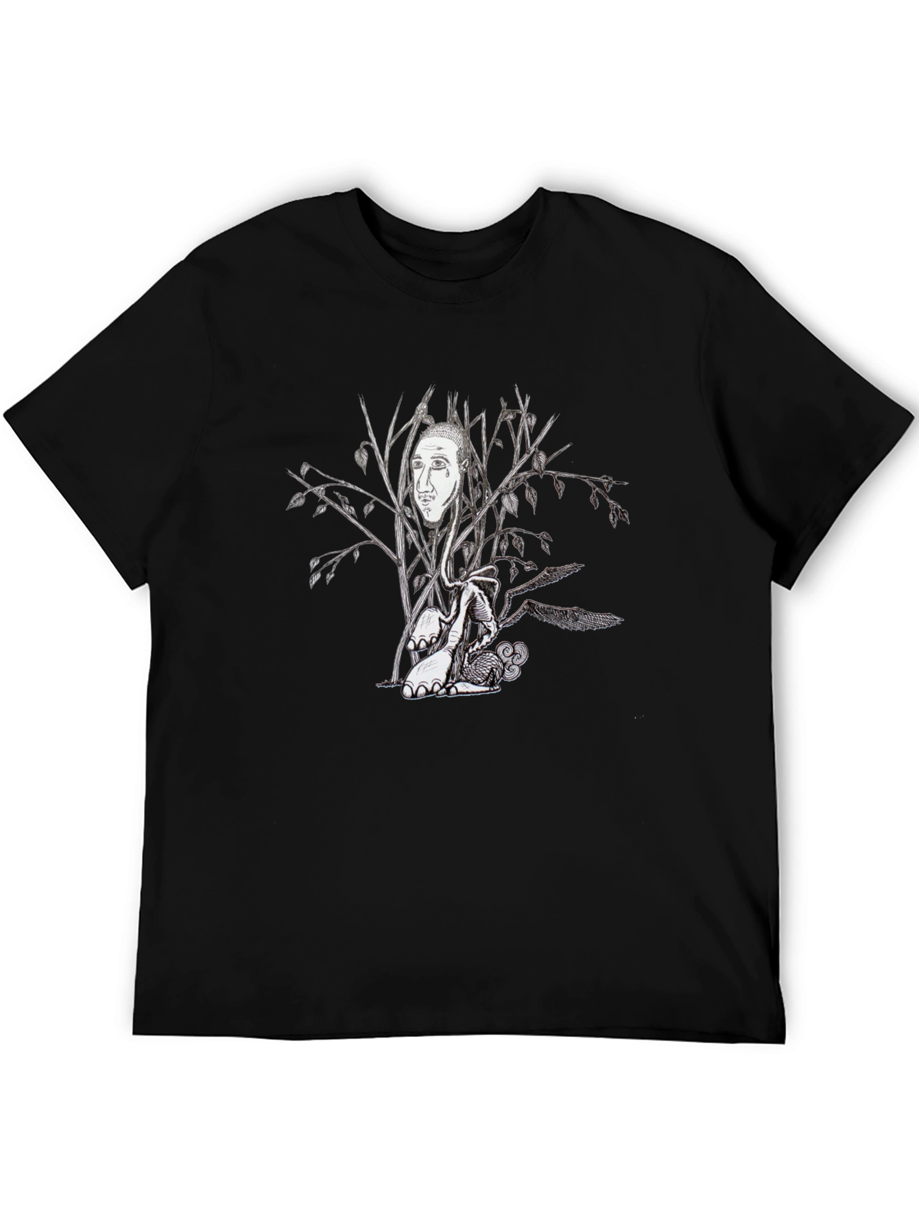 Surreal Tree Face Graphic Black T-Shirt