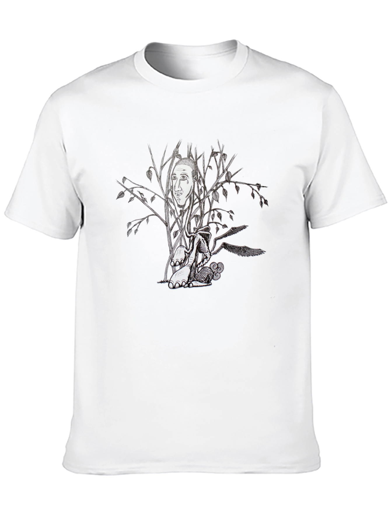 Surreal Tree Face Graphic Black T-Shirt