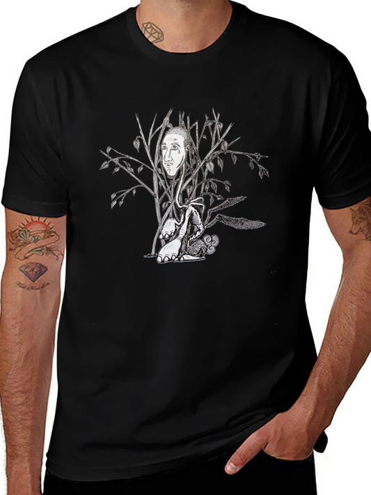 Surreal Tree Face Graphic Black T-Shirt