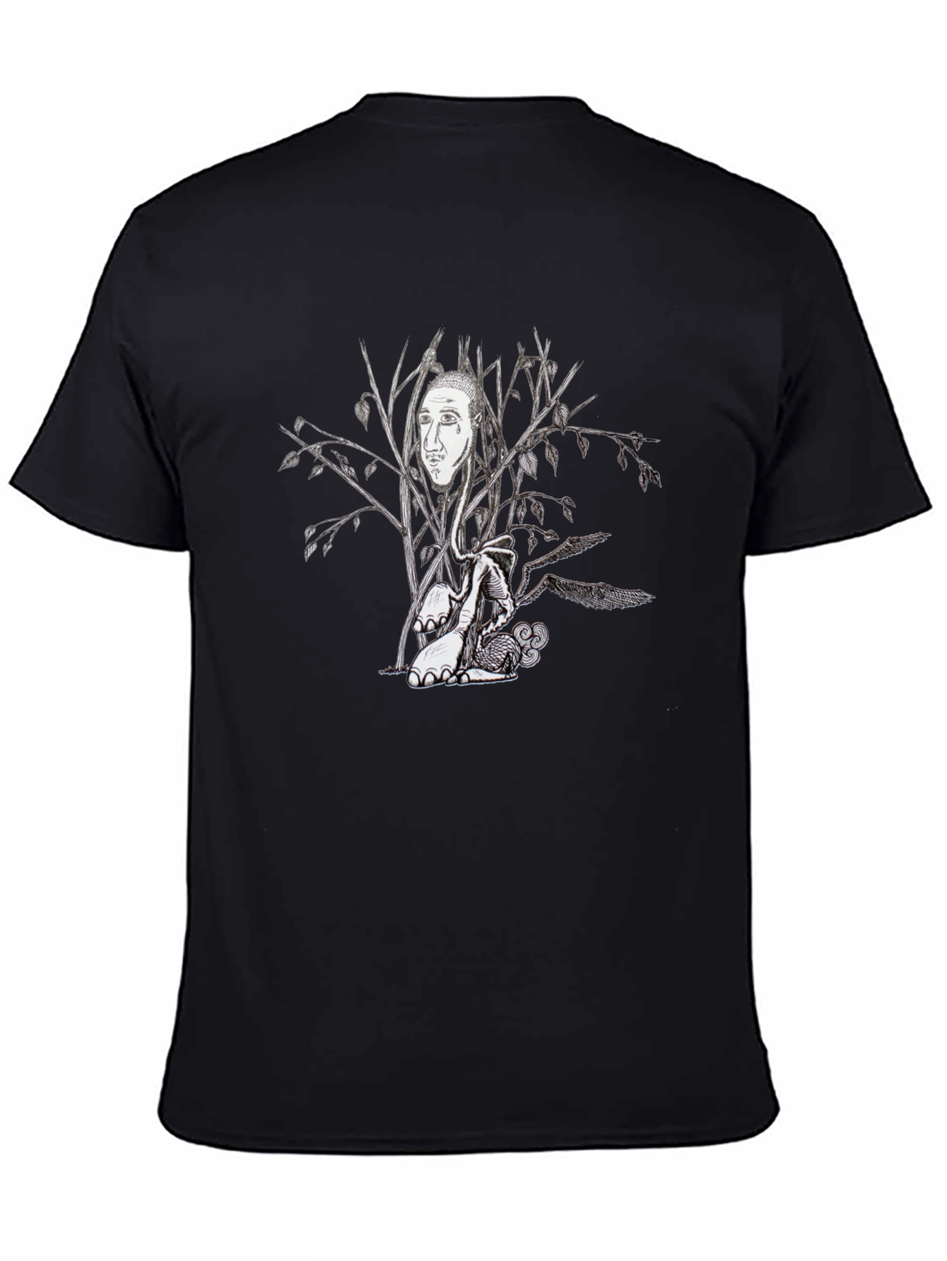 Surreal Tree Face Graphic Black T-Shirt