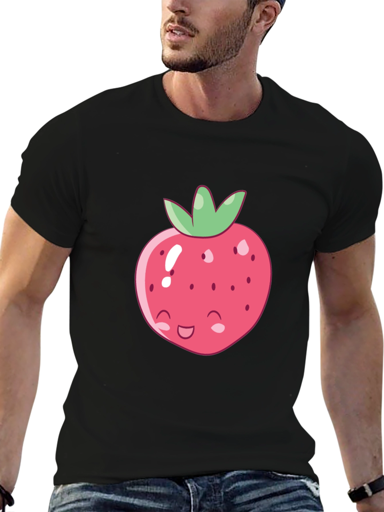 Cute Strawberry Graphic Tee - Soft Cotton Blend Shirt