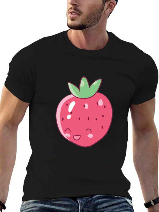 Cute Strawberry Graphic Tee - Soft Cotton Blend Shirt