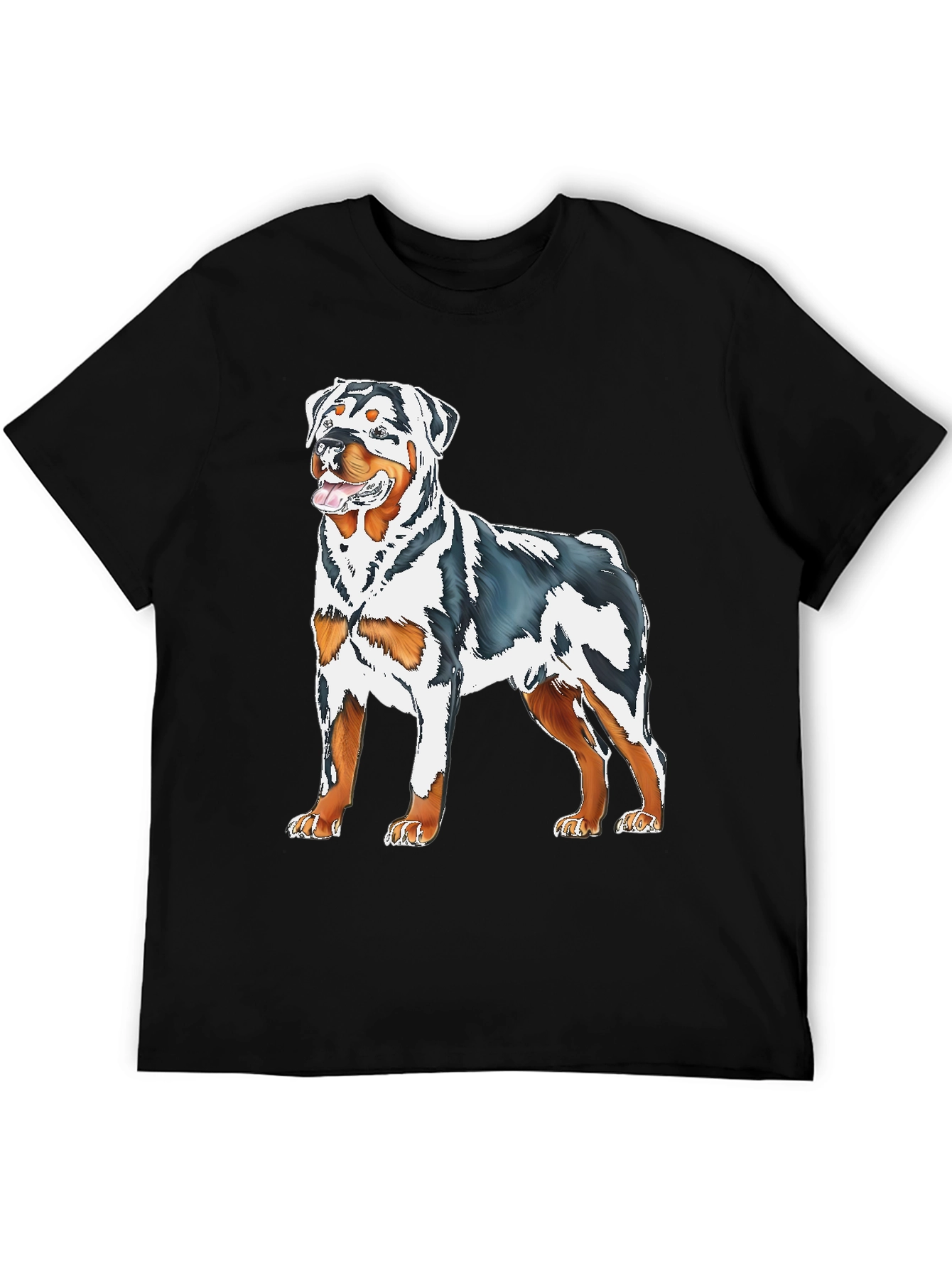 Rottweiler Dog Graphic Print Black T-Shirt