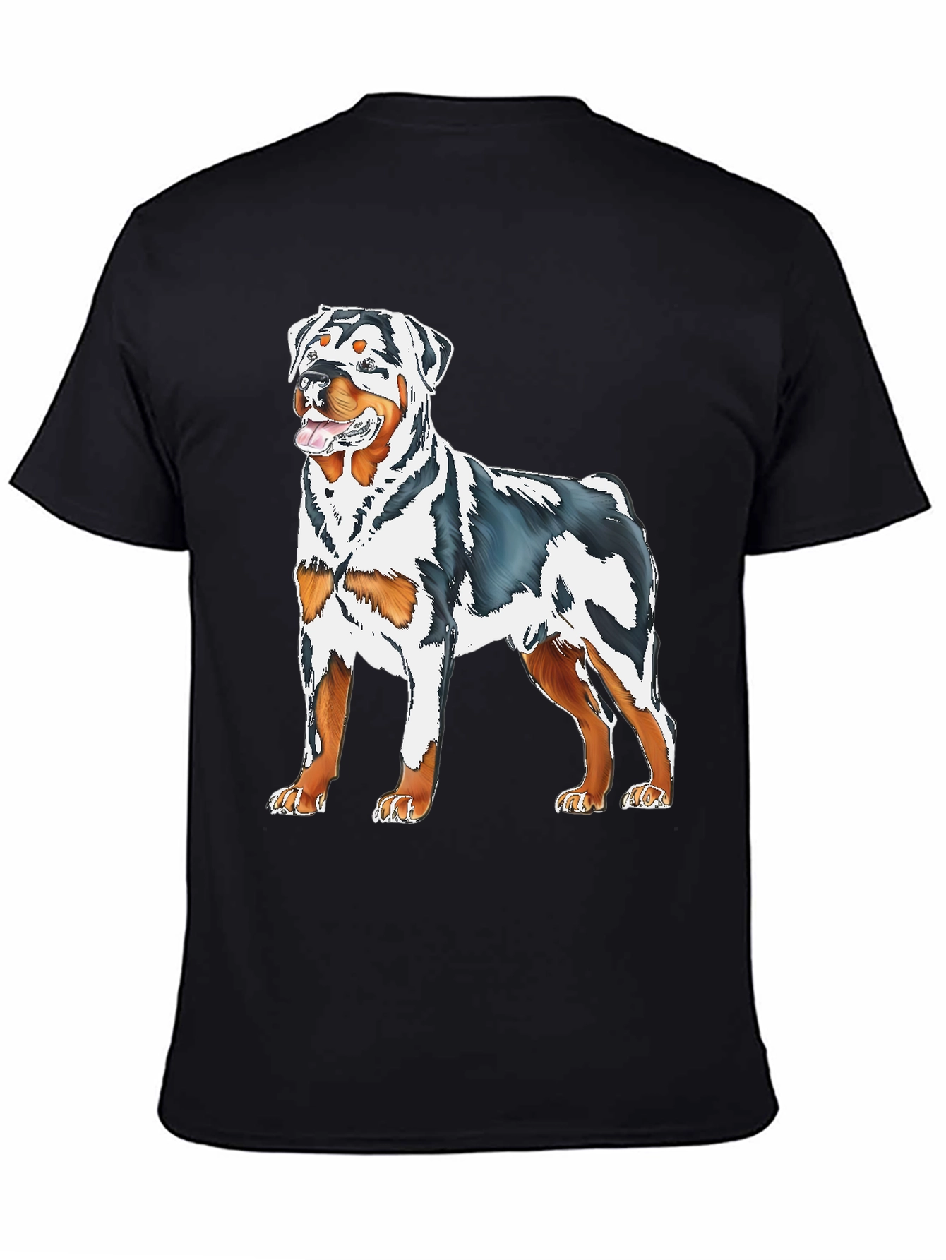 Rottweiler Dog Graphic Print Black T-Shirt