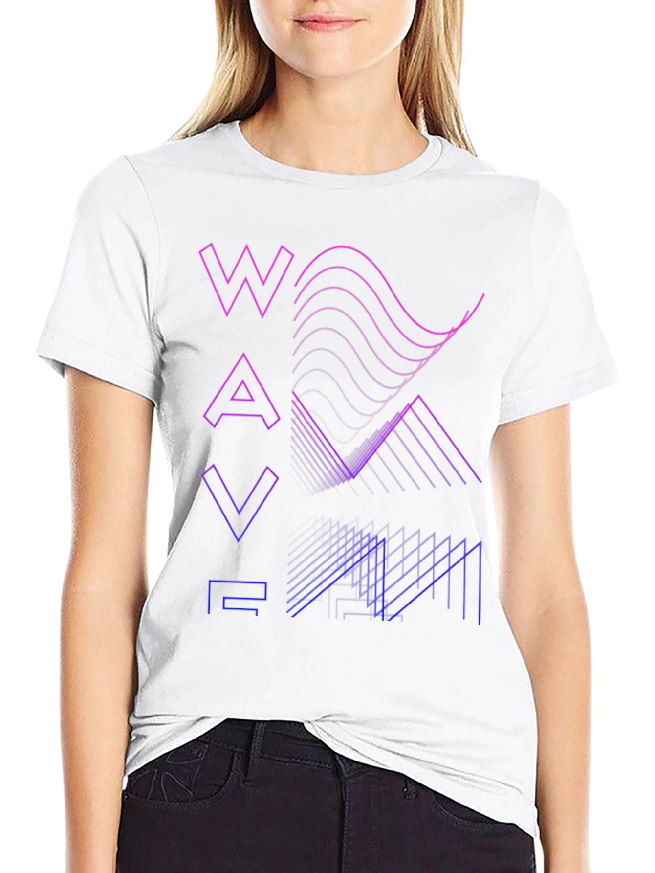 Gradient Waveform Graphic Tee - Modern Style