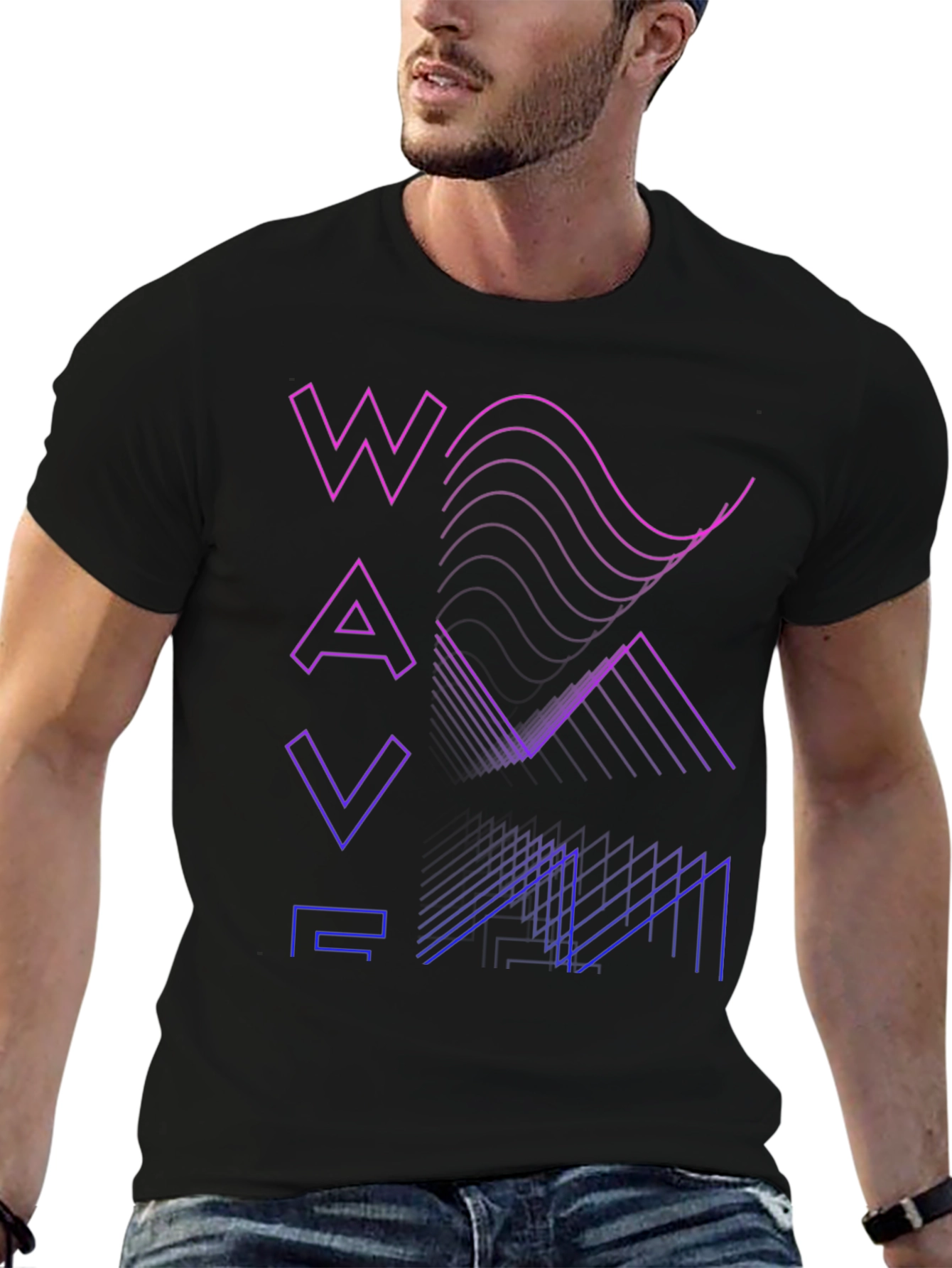 Gradient Waveform Graphic Tee - Modern Style