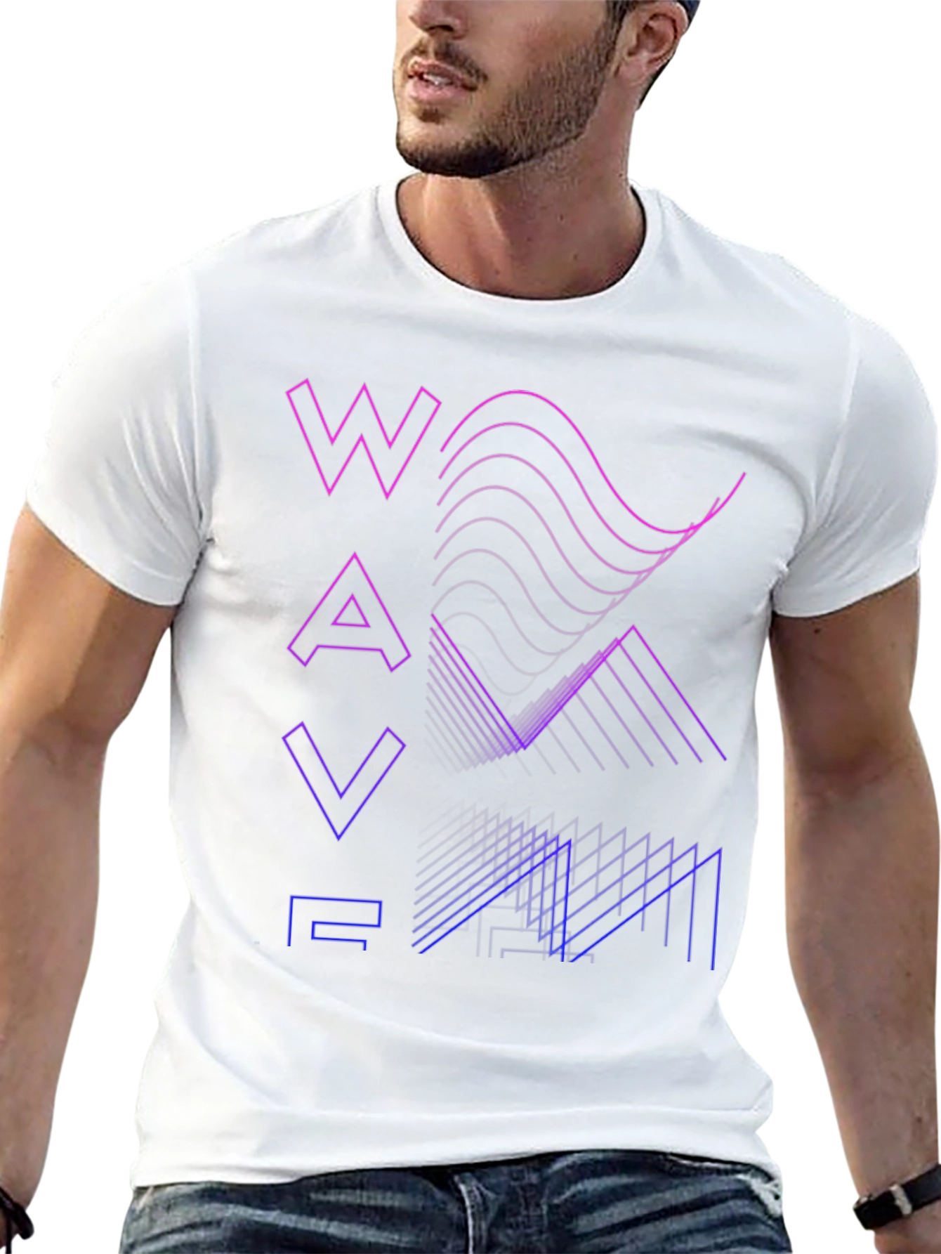 Gradient Waveform Graphic Tee - Modern Style