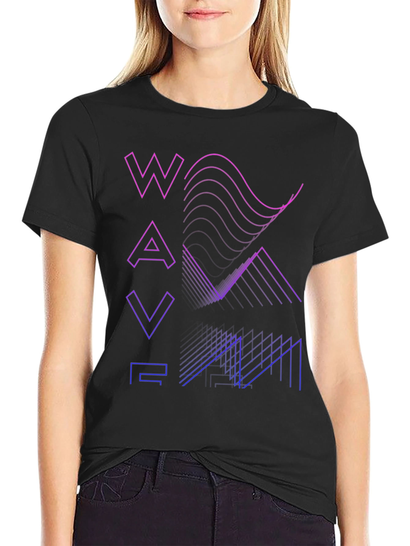 Gradient Waveform Graphic Tee - Modern Style