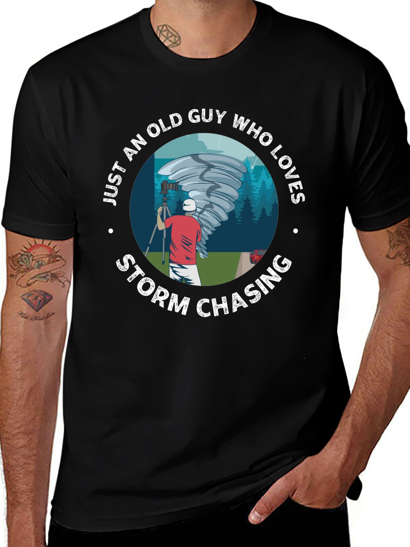 Storm Chaser Old Guy Graphic T-Shirt