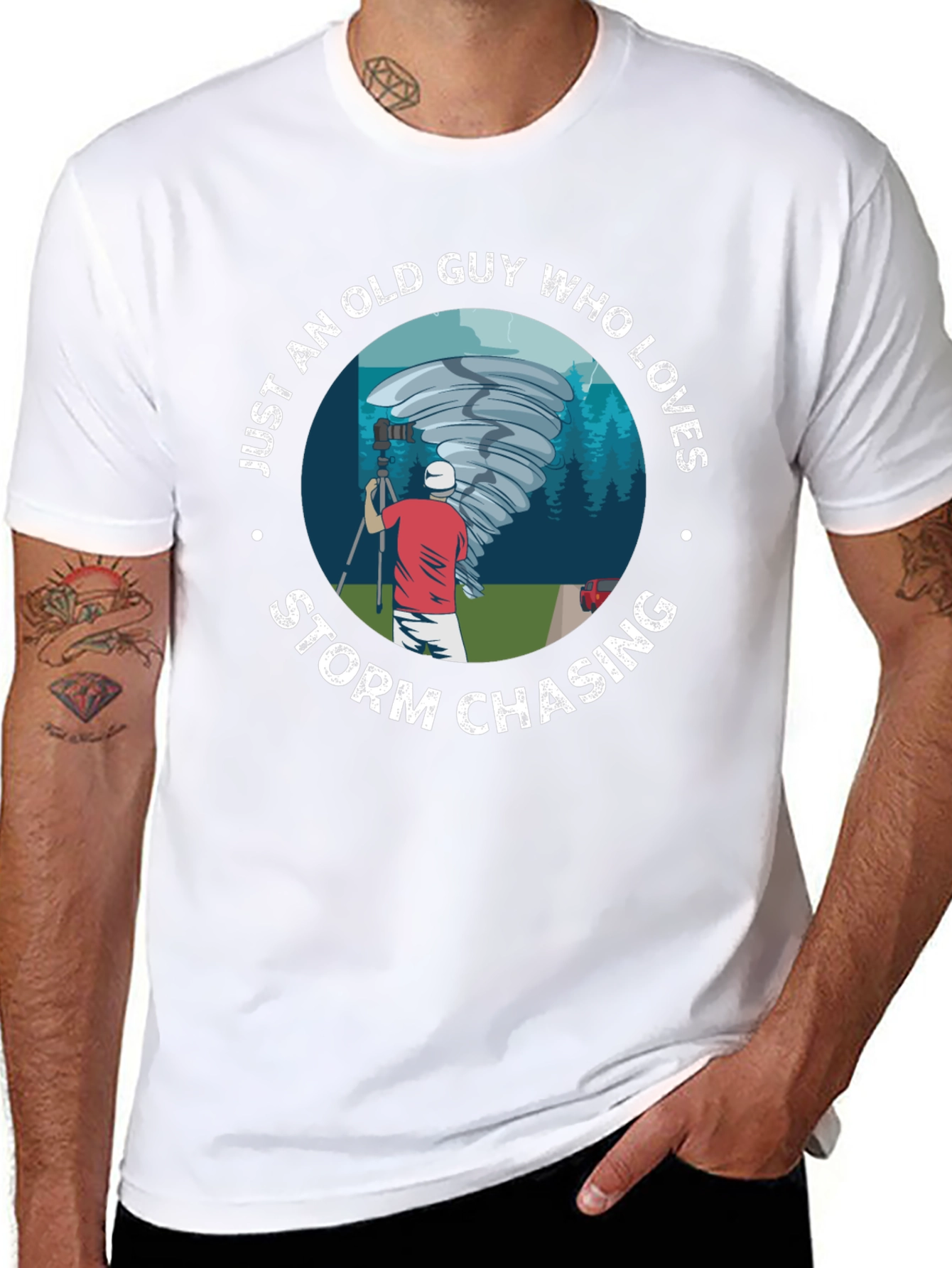 Storm Chaser Old Guy Graphic T-Shirt