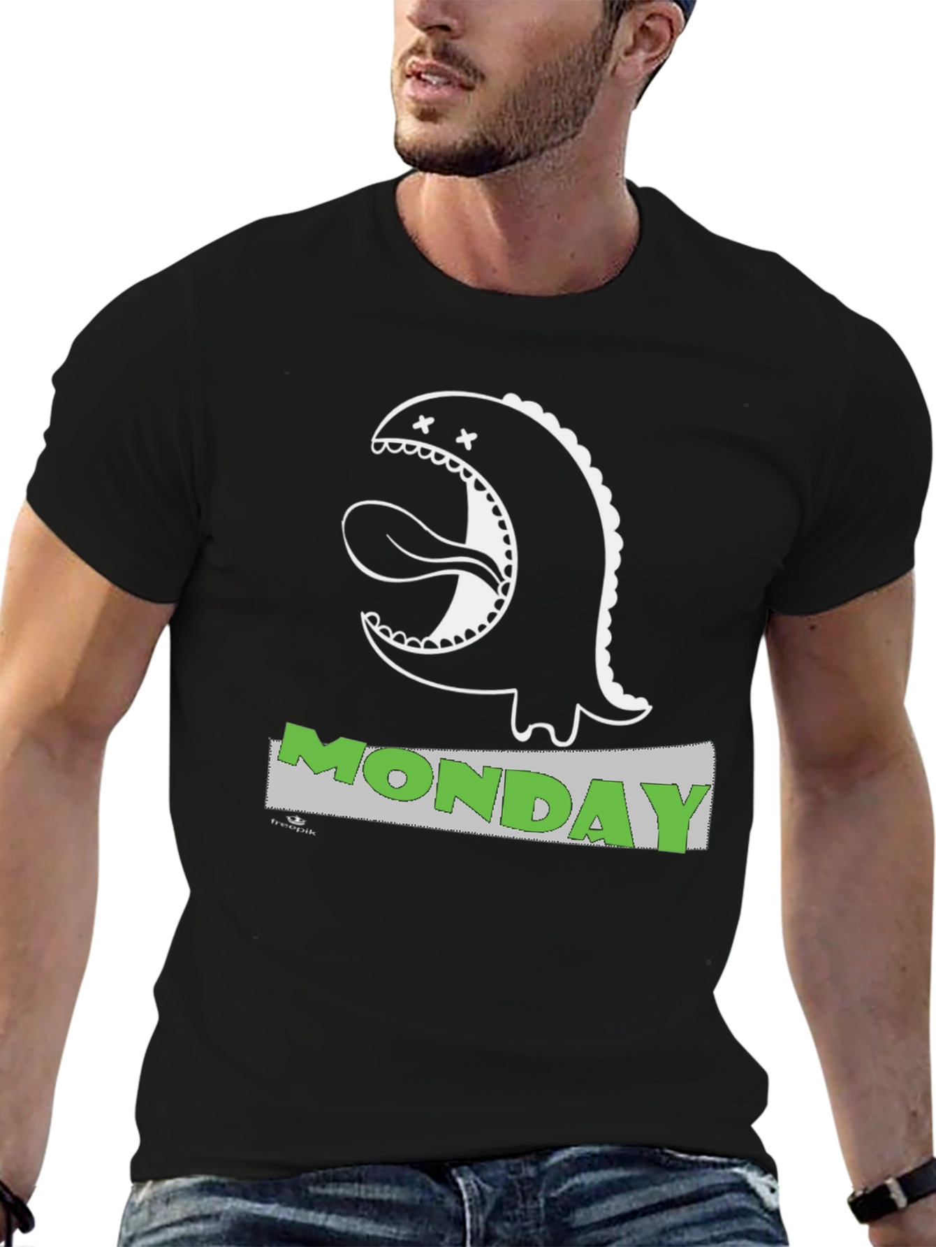 Monday Monster T-Shirt - Black Cotton Graphic Tee