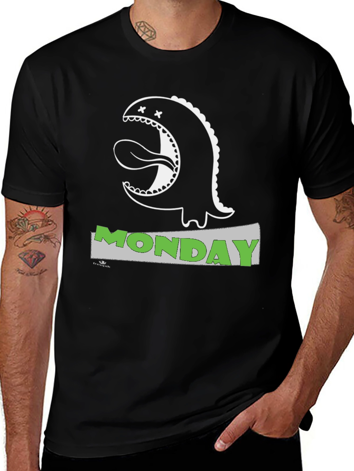 Monday Monster T-Shirt - Black Cotton Graphic Tee