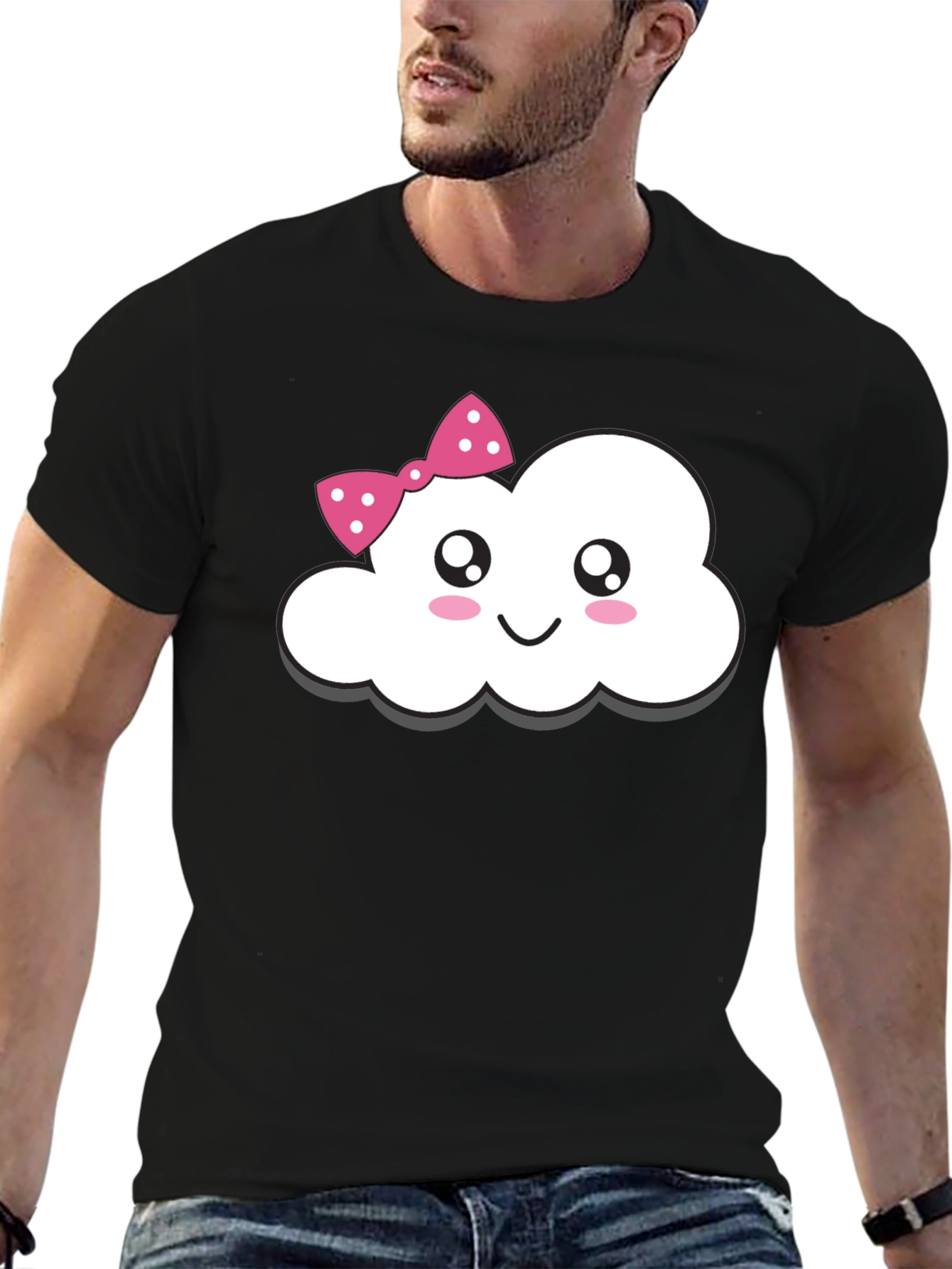 Cute Cloud with Bow T-Shirt - Fun Kawaii Style