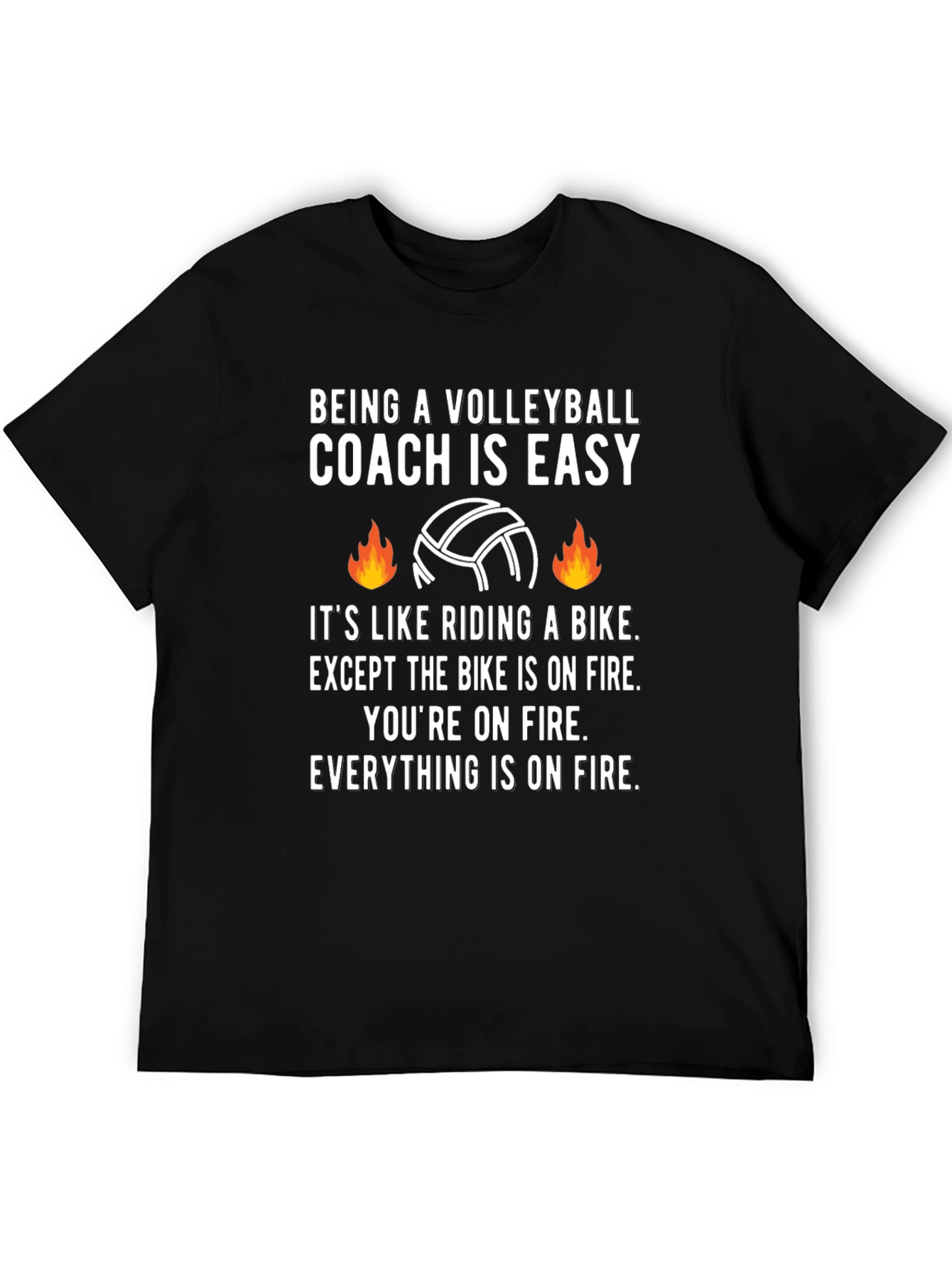 Volleyball Coach On Fire Graphic Tee